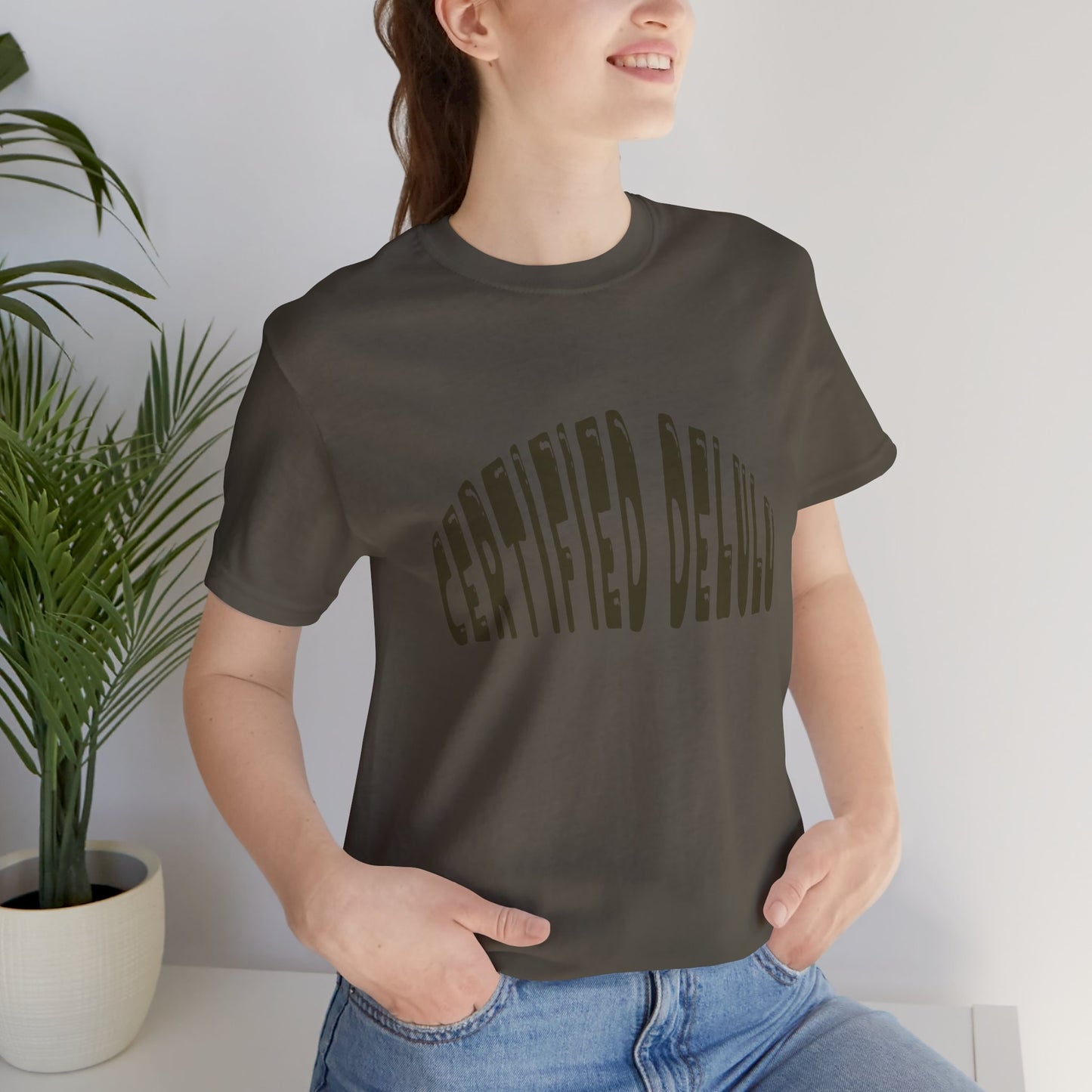 Certified Delulu Tee - Unisex Short Sleeve, Trendy Graphic Shirt for Everyday Wear, Perfect Gift for Friends, Summer Casual Wear