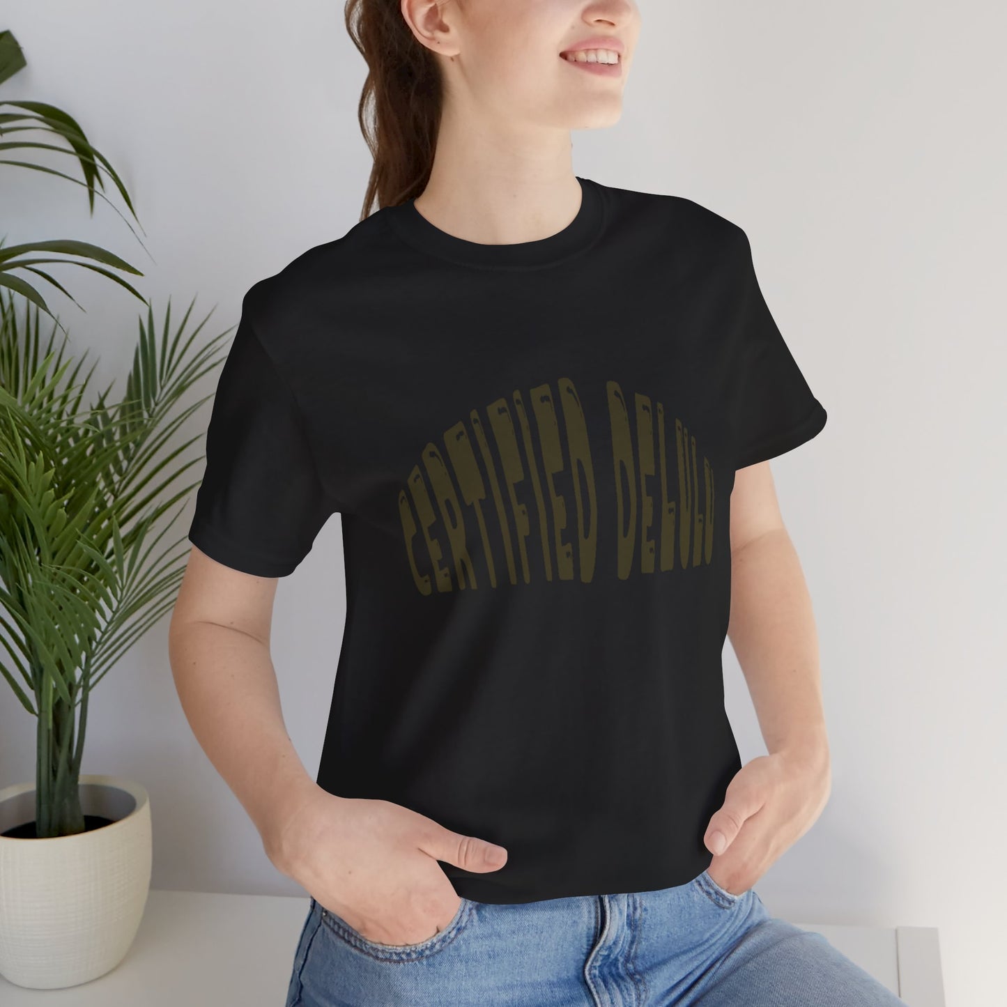 Certified Delulu Tee - Unisex Short Sleeve, Trendy Graphic Shirt for Everyday Wear, Perfect Gift for Friends, Summer Casual Wear