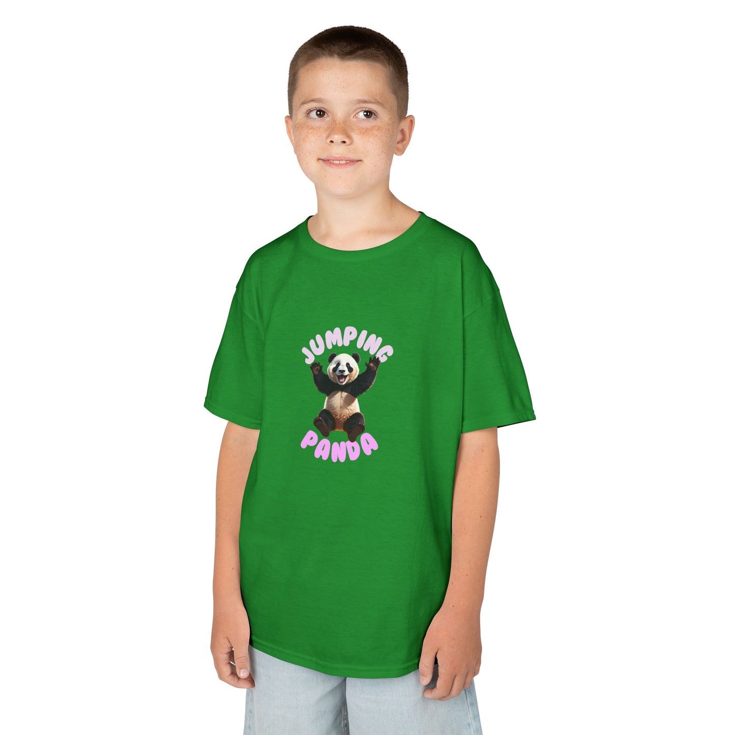 Jumping Panda Kids Heavy Cotton Tee, Cute Kids Shirt, Fun Animal Tee, Gifts for Kids, Birthday Outfit