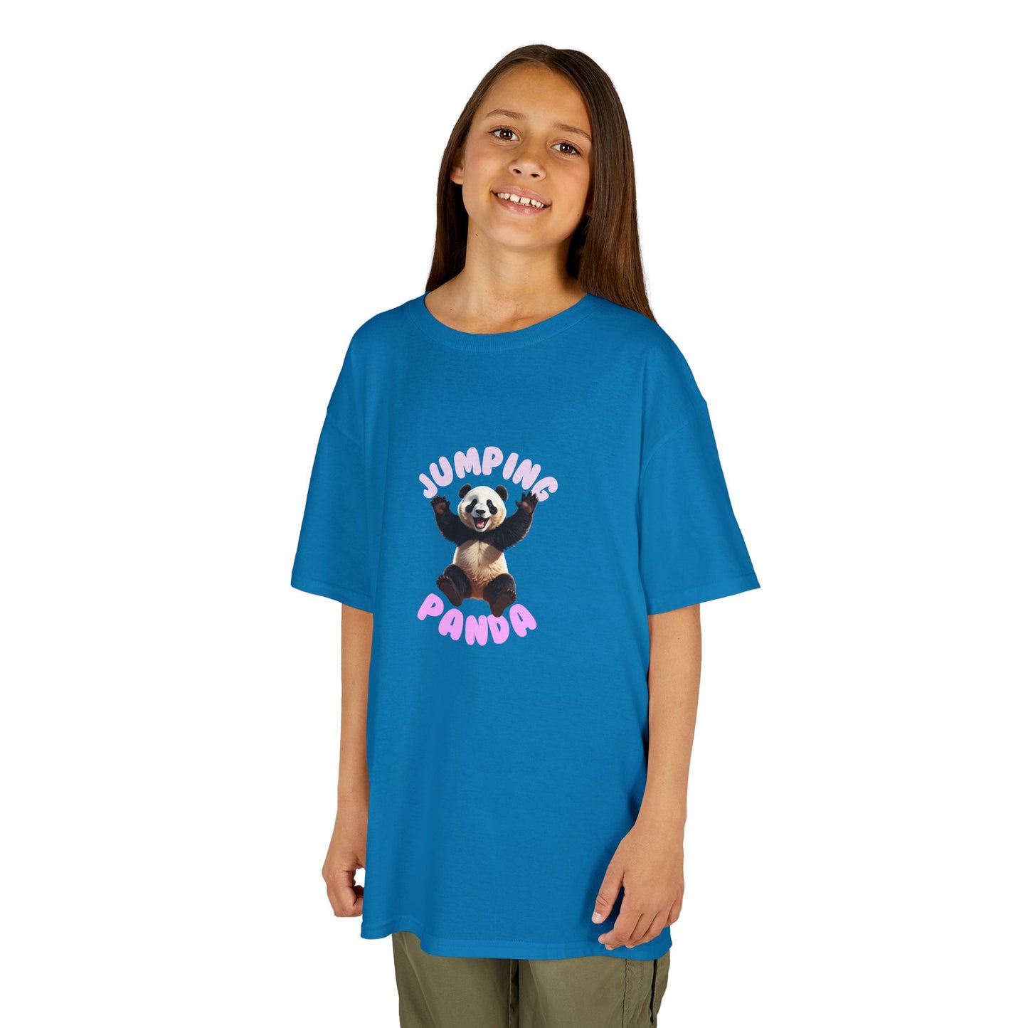 Jumping Panda Kids Heavy Cotton Tee, Cute Kids Shirt, Fun Animal Tee, Gifts for Kids, Birthday Outfit
