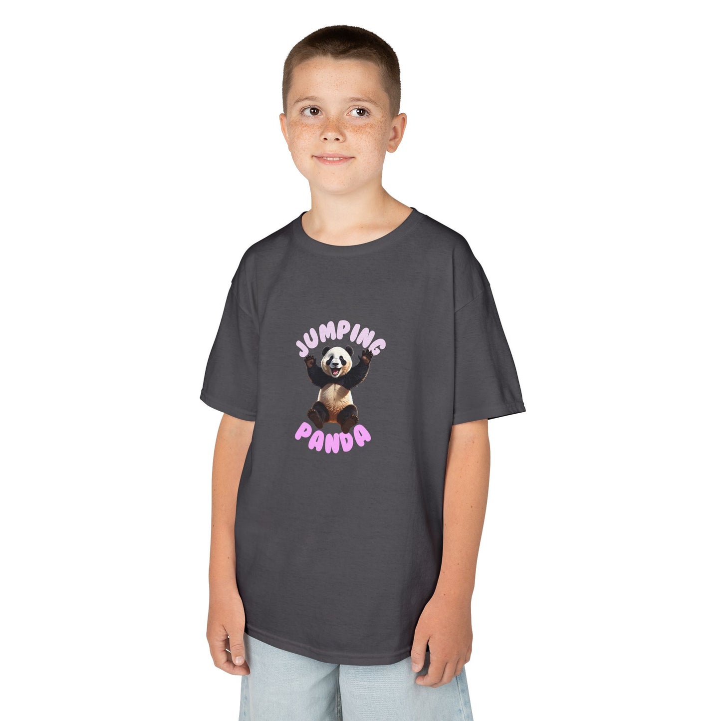 Jumping Panda Kids Heavy Cotton Tee, Cute Kids Shirt, Fun Animal Tee, Gifts for Kids, Birthday Outfit