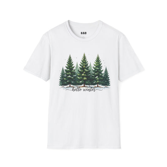 Winter Tree T-Shirt, Cozy Holiday Apparel, Cute Gift for Nature Lovers, Unisex Graphic Tee, Festive Winter Shirt