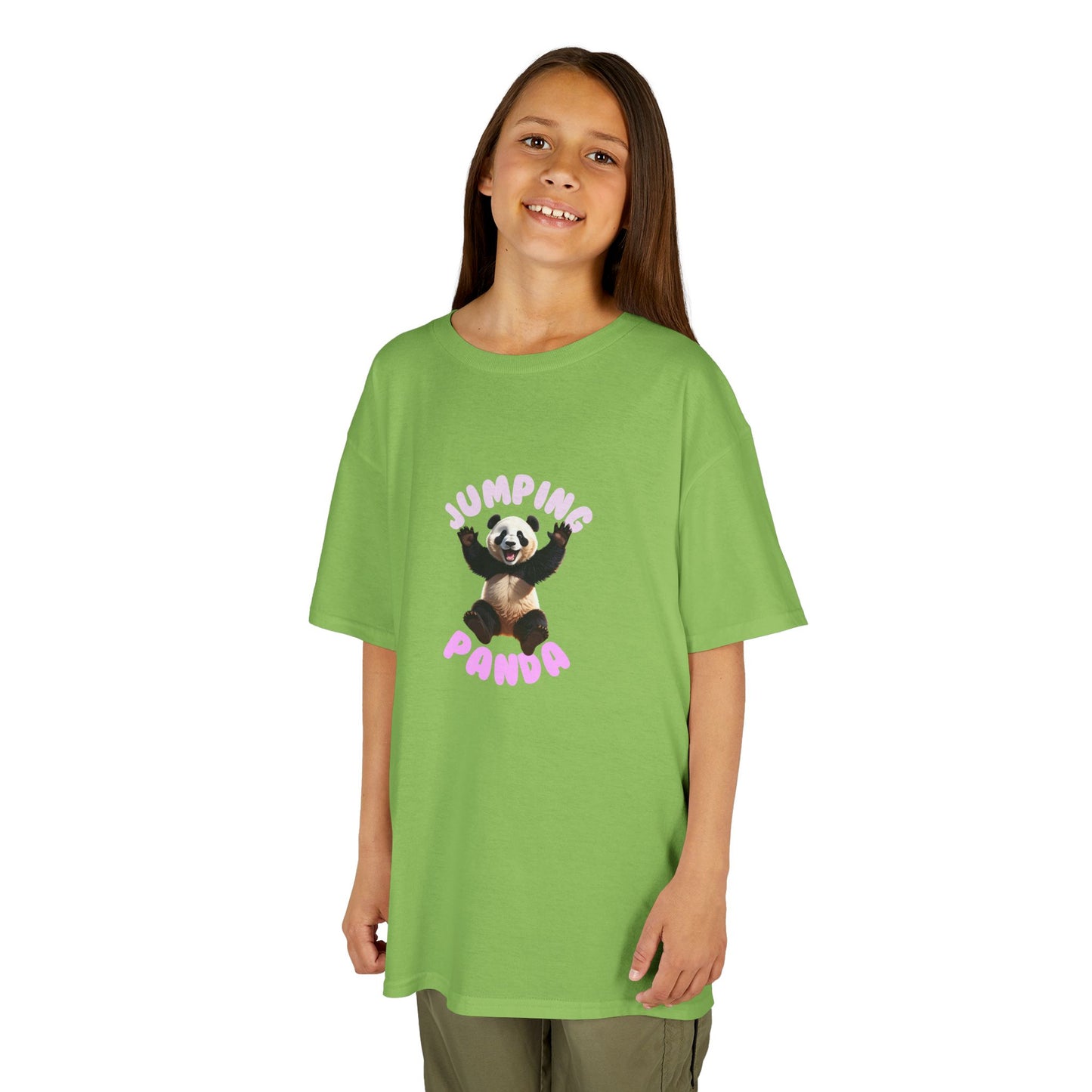 Jumping Panda Kids Heavy Cotton Tee, Cute Kids Shirt, Fun Animal Tee, Gifts for Kids, Birthday Outfit