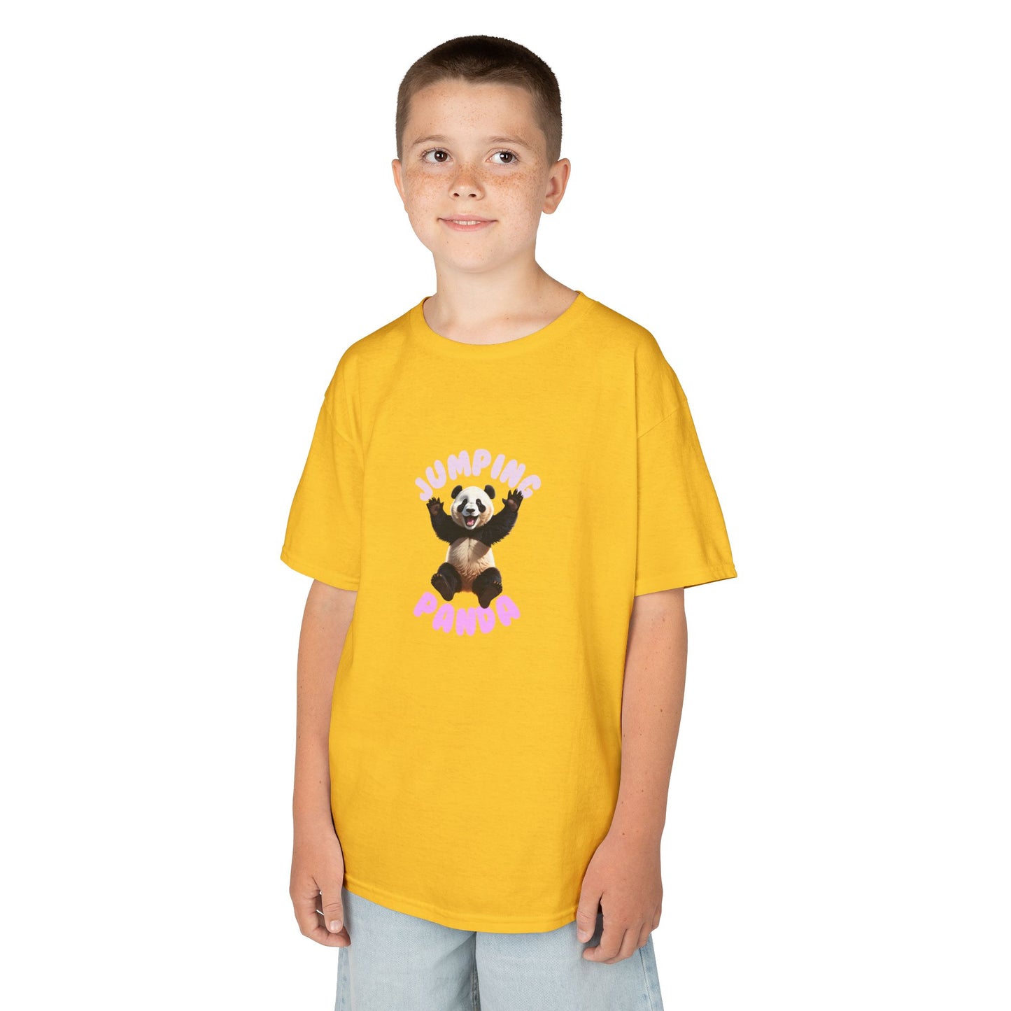 Jumping Panda Kids Heavy Cotton Tee, Cute Kids Shirt, Fun Animal Tee, Gifts for Kids, Birthday Outfit