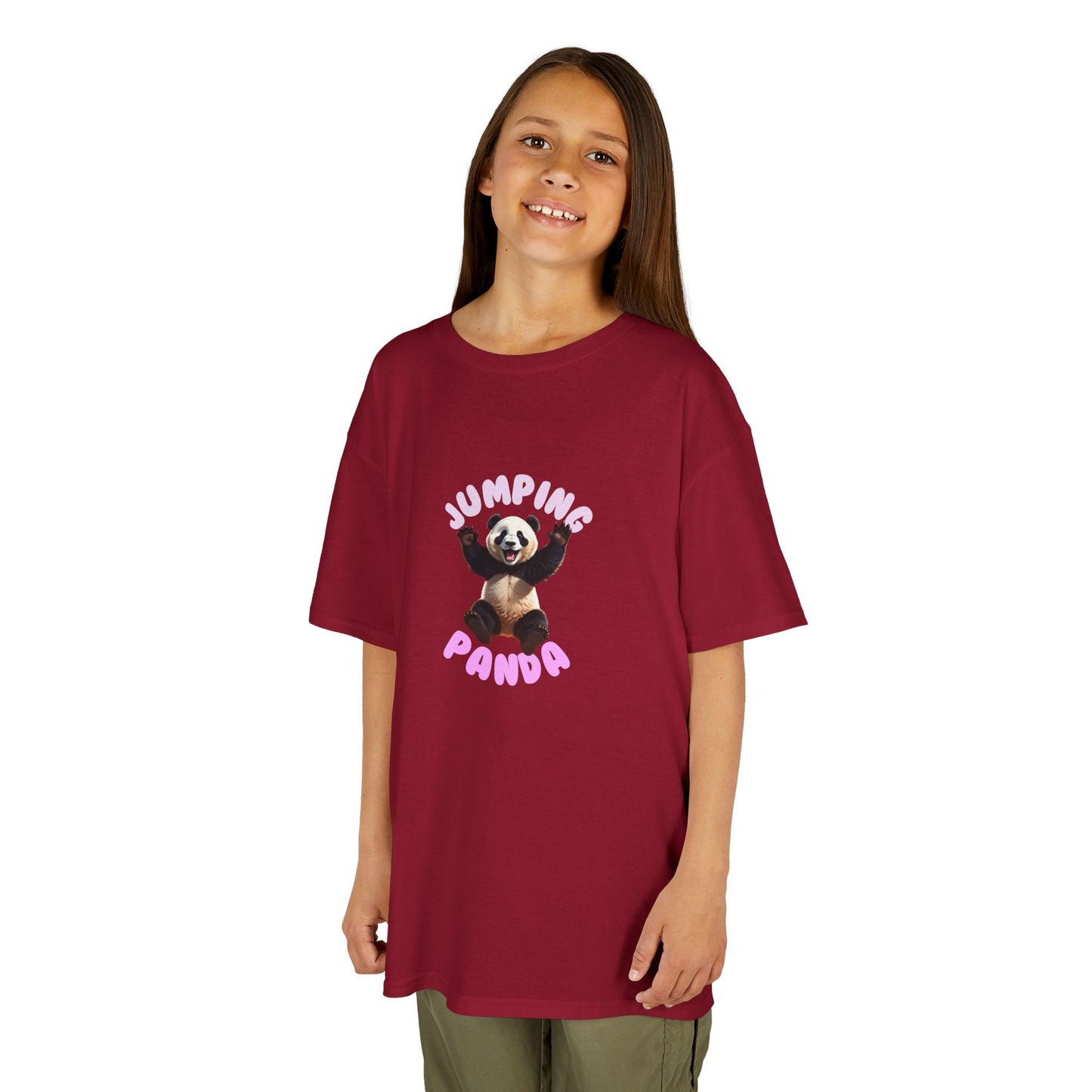 Jumping Panda Kids Heavy Cotton Tee, Cute Kids Shirt, Fun Animal Tee, Gifts for Kids, Birthday Outfit