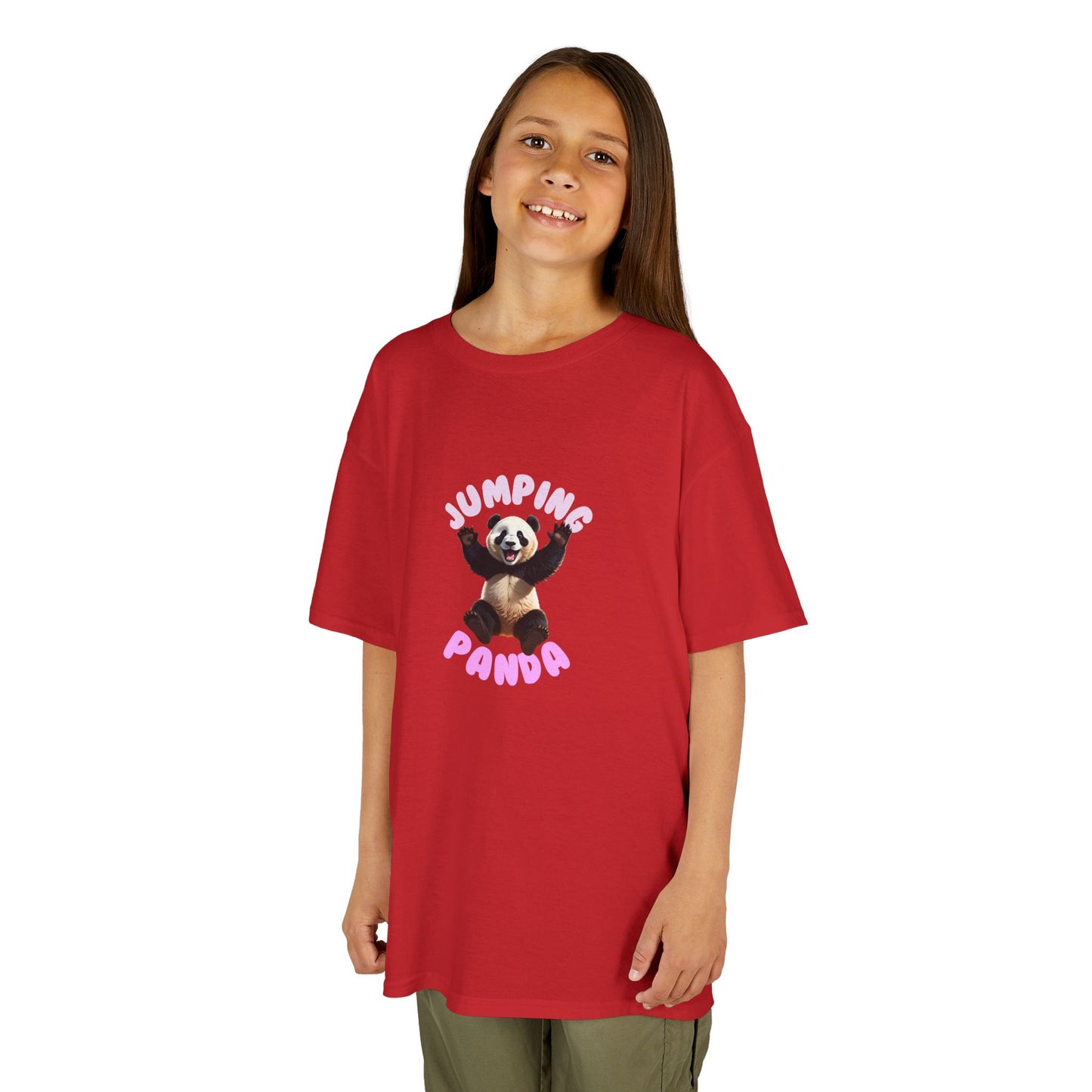 Jumping Panda Kids Heavy Cotton Tee, Cute Kids Shirt, Fun Animal Tee, Gifts for Kids, Birthday Outfit