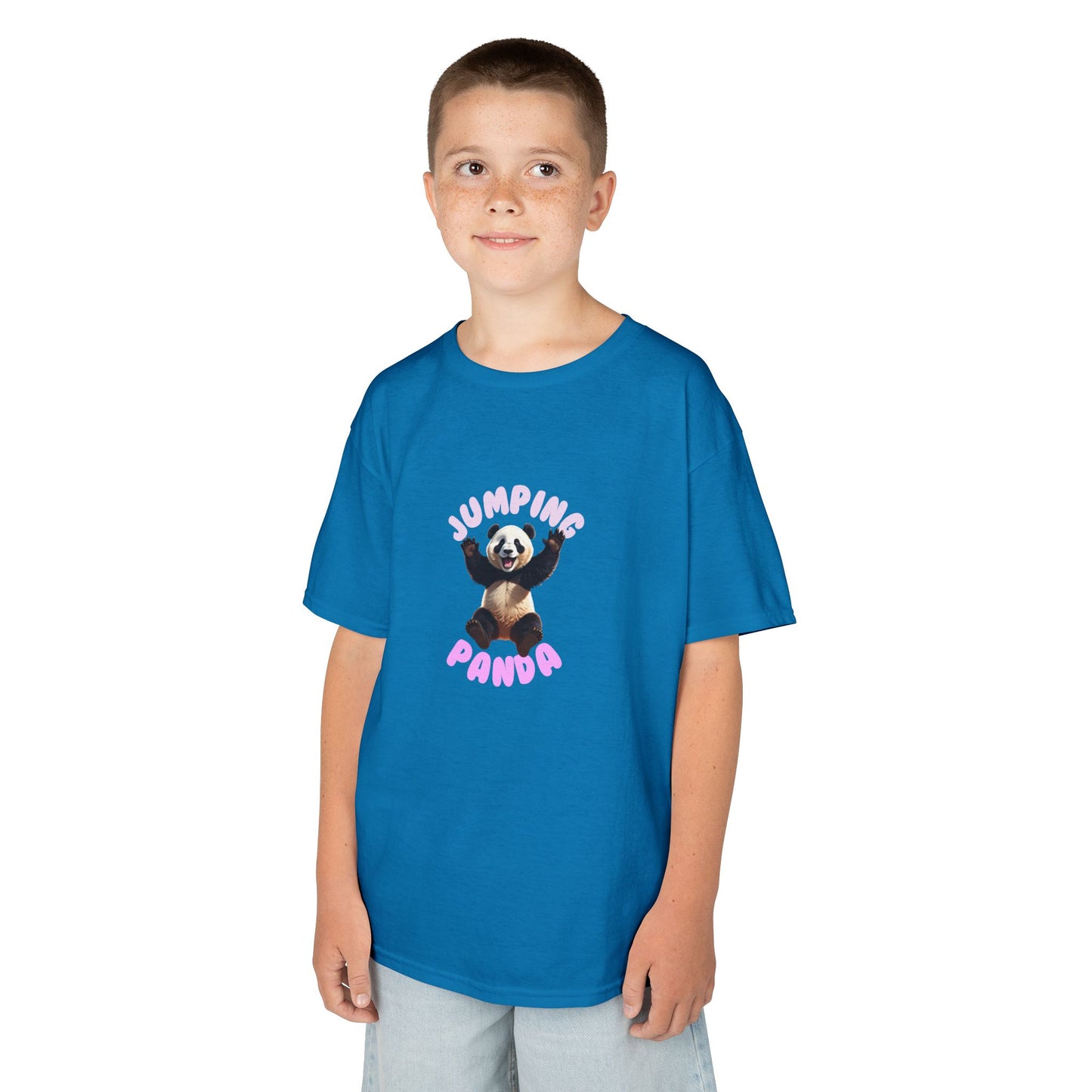Jumping Panda Kids Heavy Cotton Tee, Cute Kids Shirt, Fun Animal Tee, Gifts for Kids, Birthday Outfit