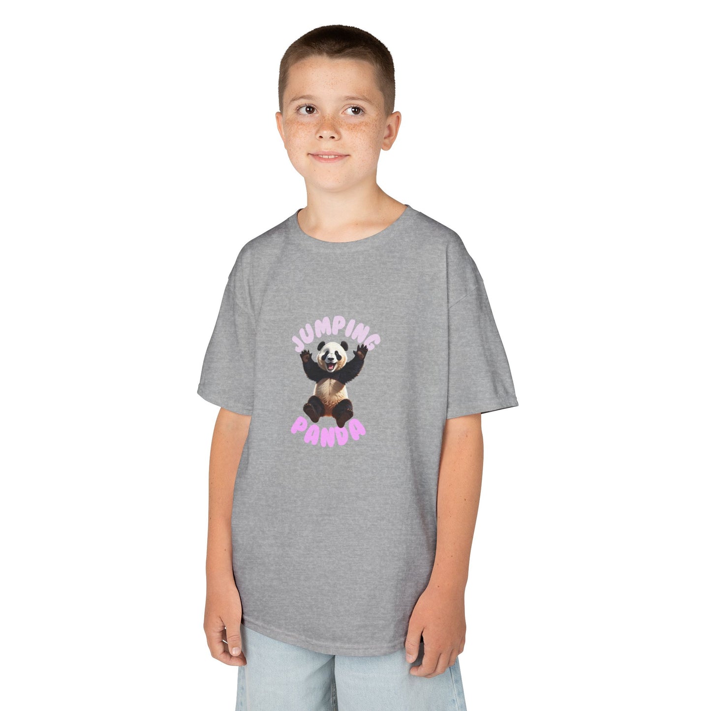 Jumping Panda Kids Heavy Cotton Tee, Cute Kids Shirt, Fun Animal Tee, Gifts for Kids, Birthday Outfit