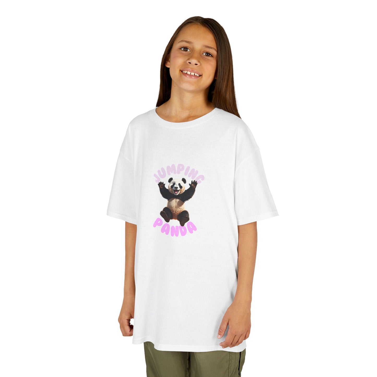 Jumping Panda Kids Heavy Cotton Tee, Cute Kids Shirt, Fun Animal Tee, Gifts for Kids, Birthday Outfit