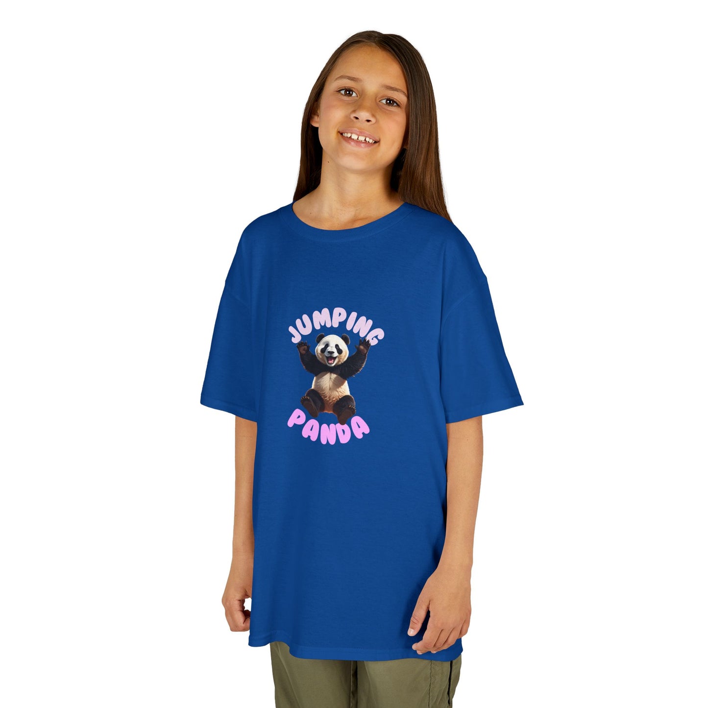 Jumping Panda Kids Heavy Cotton Tee, Cute Kids Shirt, Fun Animal Tee, Gifts for Kids, Birthday Outfit