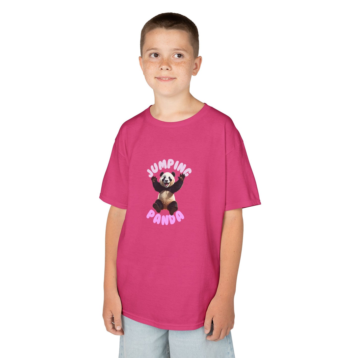 Jumping Panda Kids Heavy Cotton Tee, Cute Kids Shirt, Fun Animal Tee, Gifts for Kids, Birthday Outfit