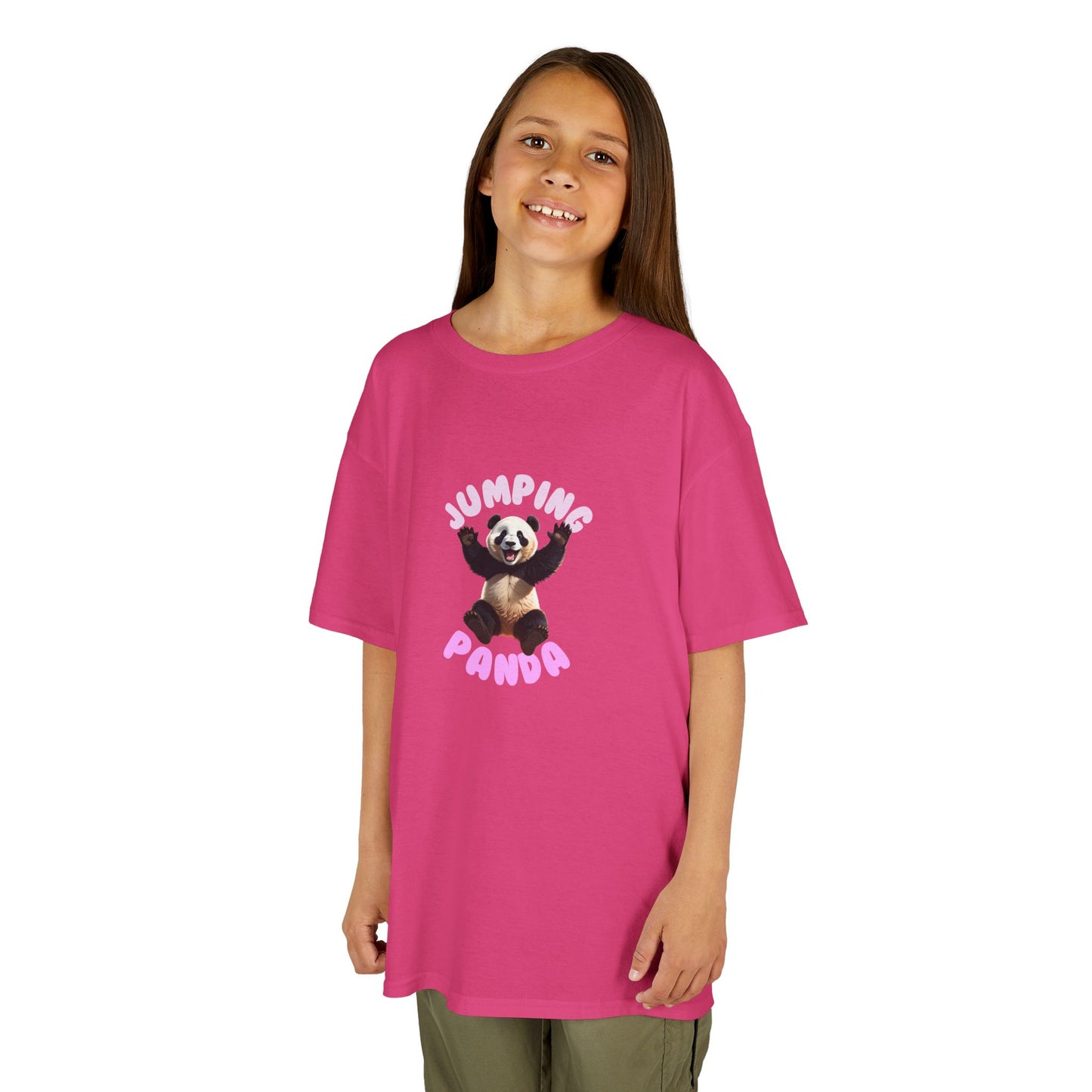 Jumping Panda Kids Heavy Cotton Tee, Cute Kids Shirt, Fun Animal Tee, Gifts for Kids, Birthday Outfit