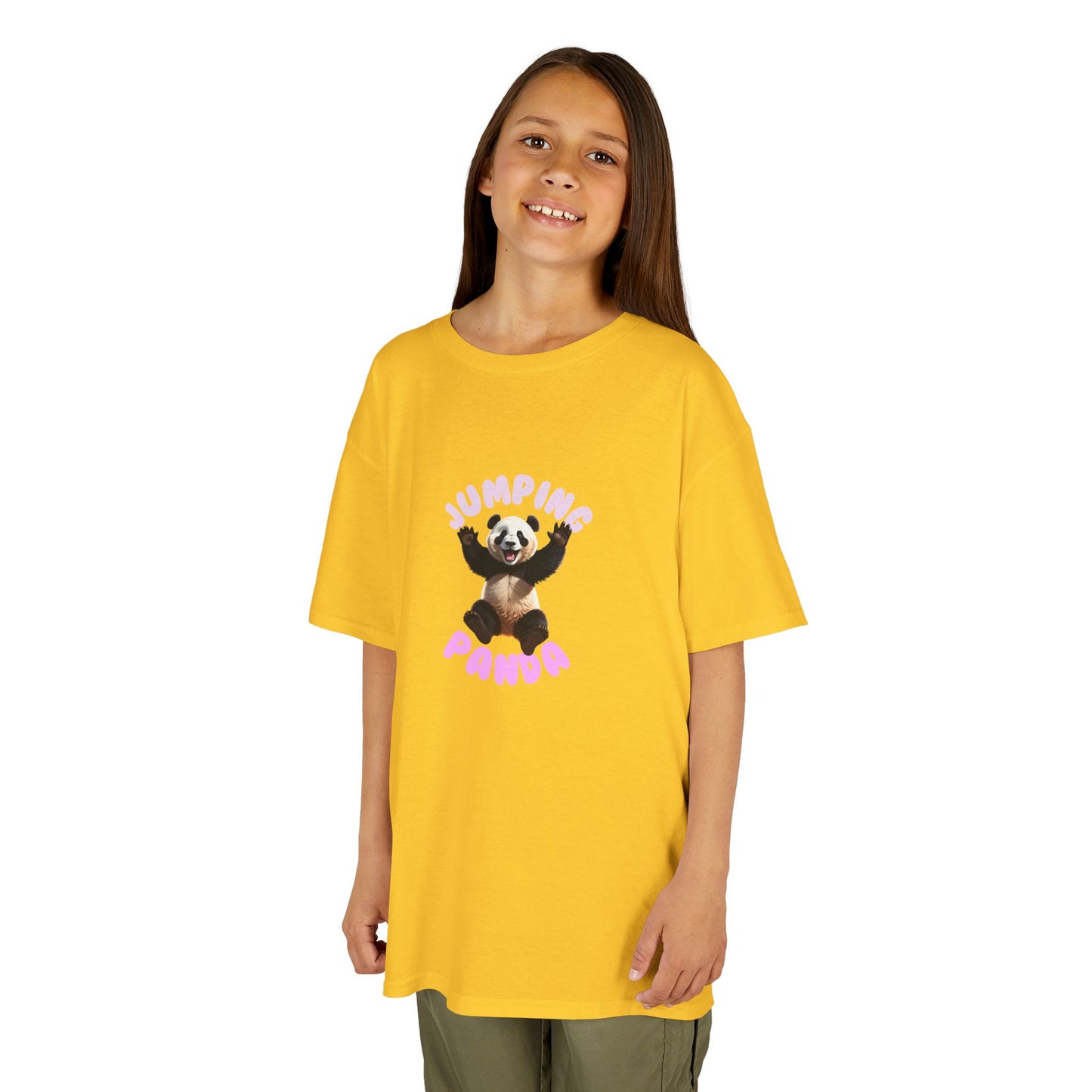 Jumping Panda Kids Heavy Cotton Tee, Cute Kids Shirt, Fun Animal Tee, Gifts for Kids, Birthday Outfit