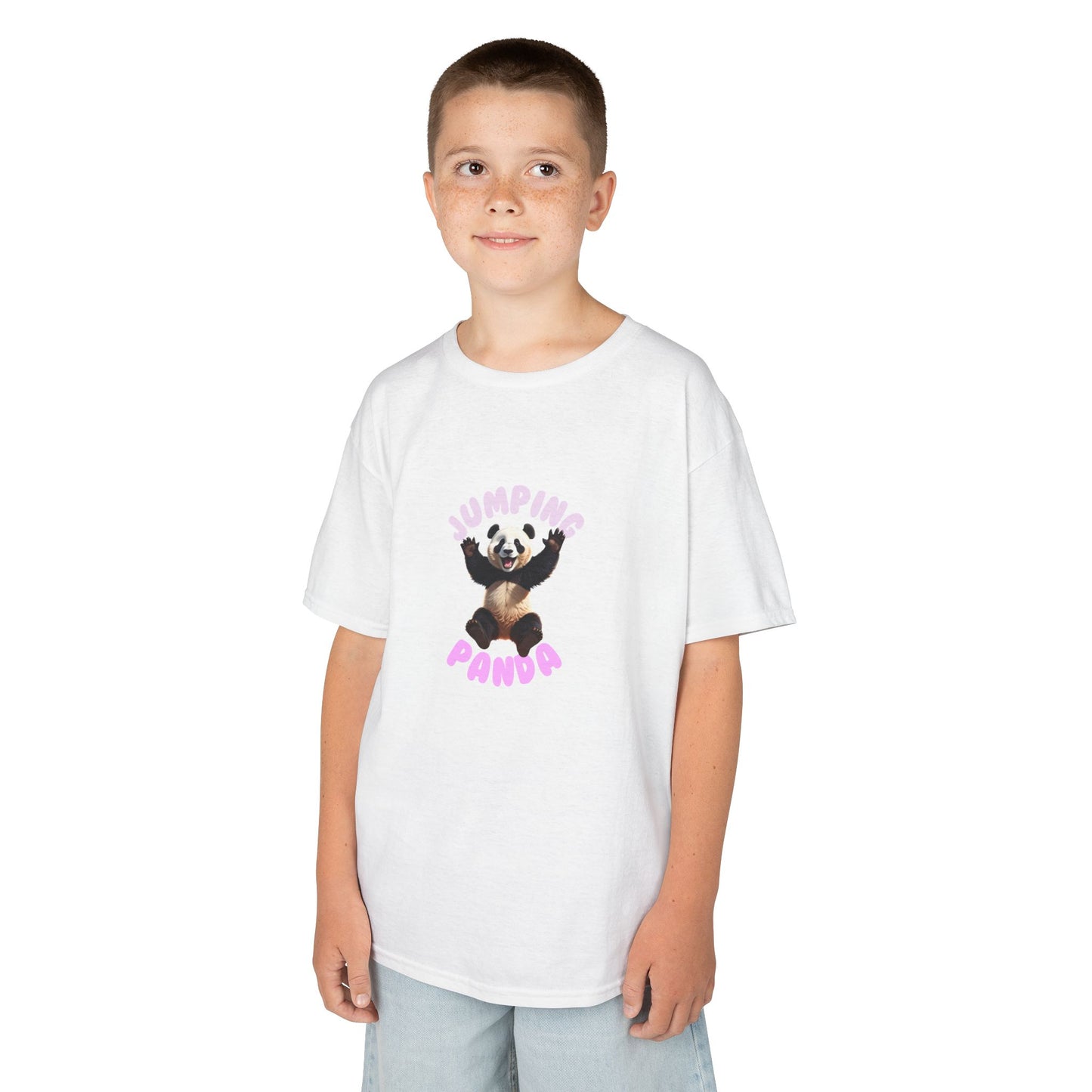 Jumping Panda Kids Heavy Cotton Tee, Cute Kids Shirt, Fun Animal Tee, Gifts for Kids, Birthday Outfit