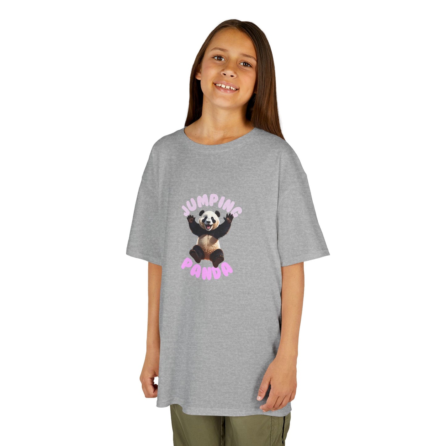 Jumping Panda Kids Heavy Cotton Tee, Cute Kids Shirt, Fun Animal Tee, Gifts for Kids, Birthday Outfit