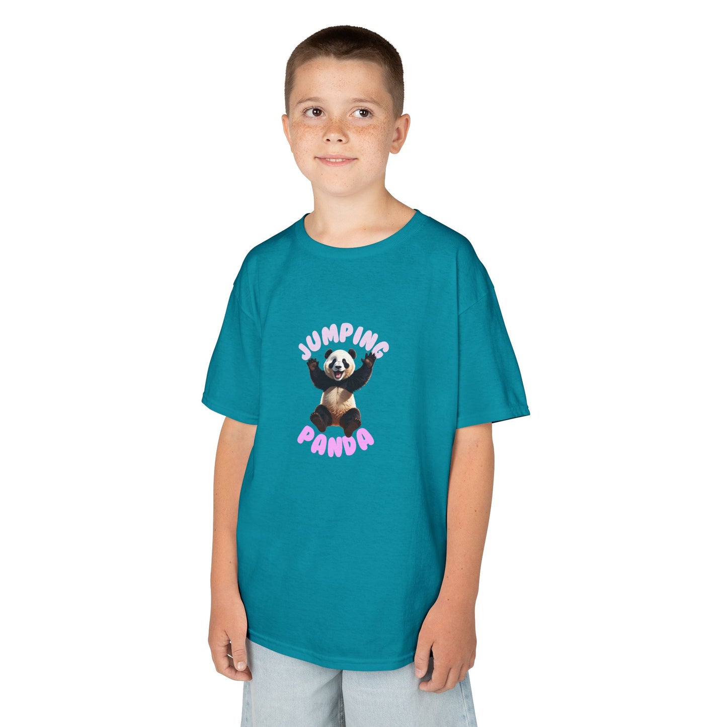 Jumping Panda Kids Heavy Cotton Tee, Cute Kids Shirt, Fun Animal Tee, Gifts for Kids, Birthday Outfit