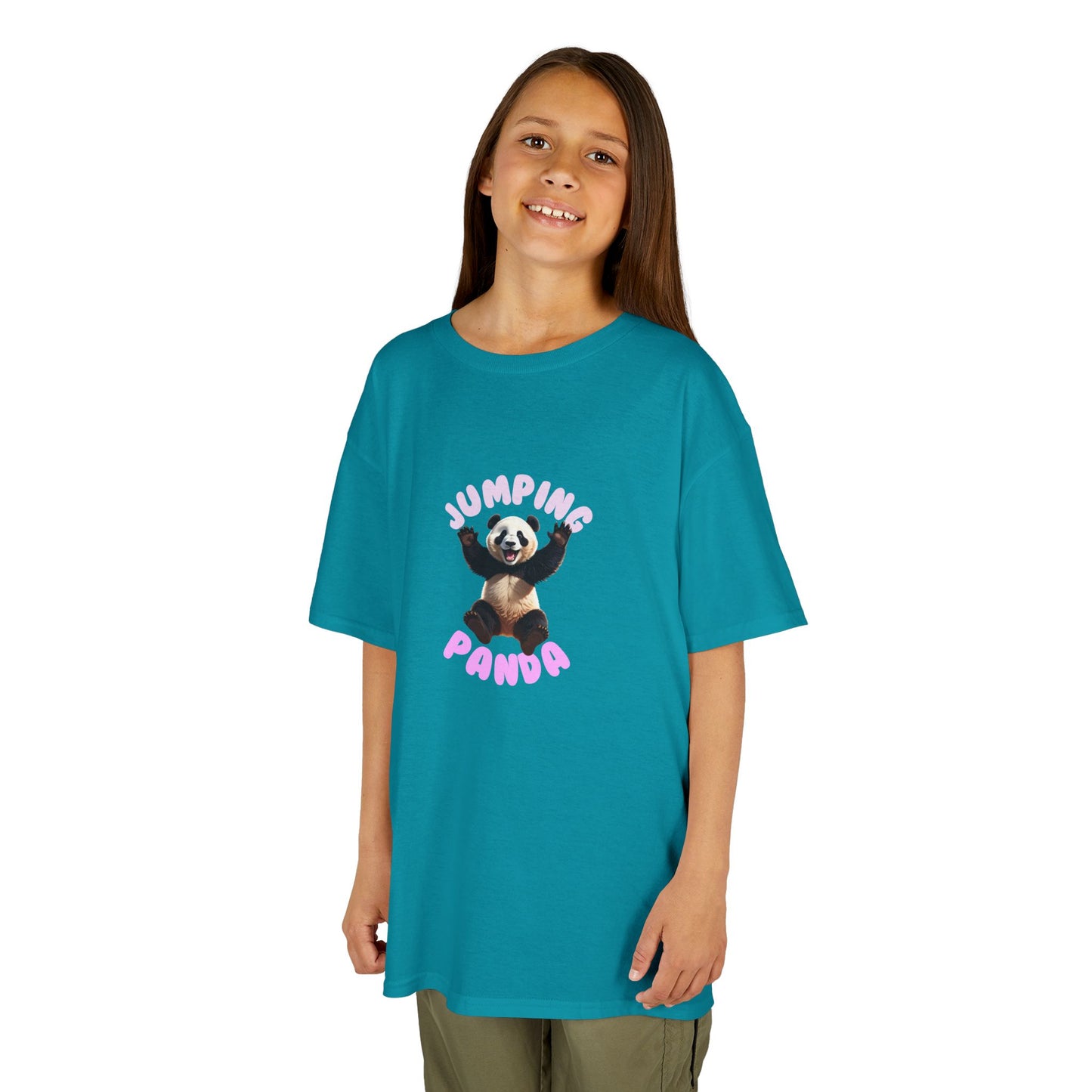 Jumping Panda Kids Heavy Cotton Tee, Cute Kids Shirt, Fun Animal Tee, Gifts for Kids, Birthday Outfit