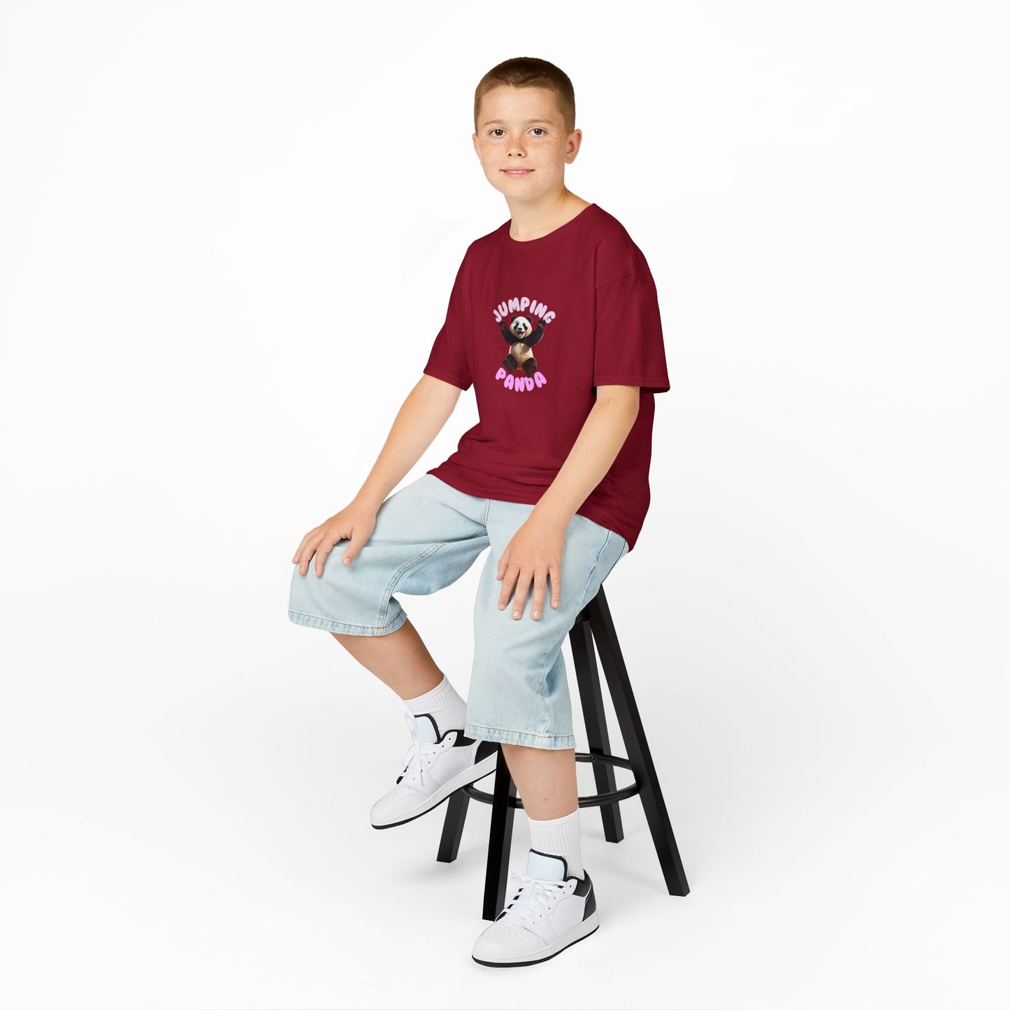 Jumping Panda Kids Heavy Cotton Tee, Cute Kids Shirt, Fun Animal Tee, Gifts for Kids, Birthday Outfit
