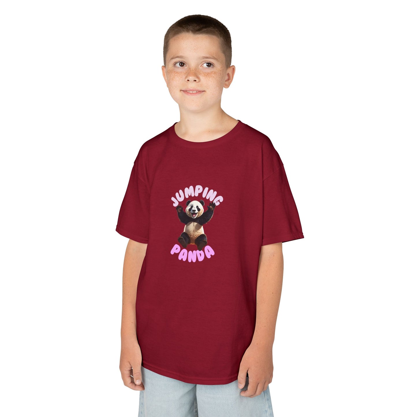 Jumping Panda Kids Heavy Cotton Tee, Cute Kids Shirt, Fun Animal Tee, Gifts for Kids, Birthday Outfit