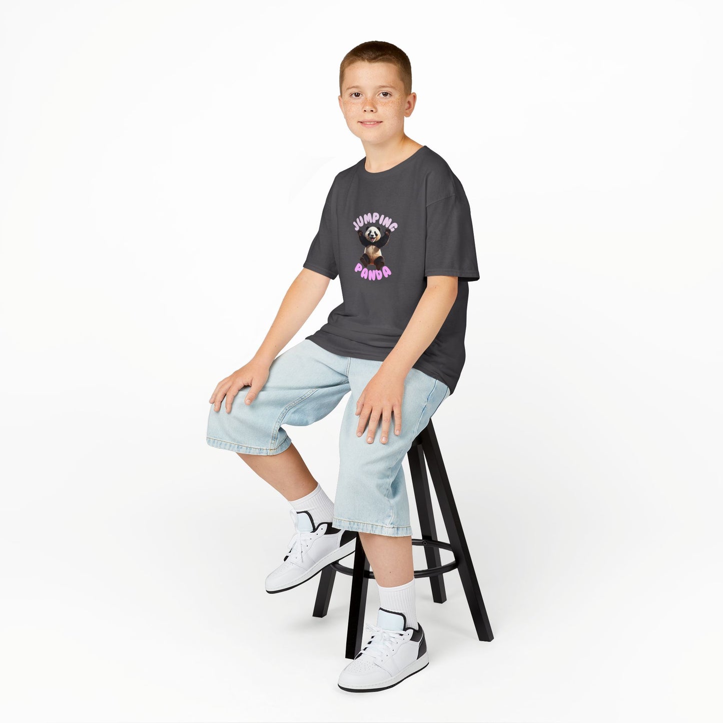 Jumping Panda Kids Heavy Cotton Tee, Cute Kids Shirt, Fun Animal Tee, Gifts for Kids, Birthday Outfit