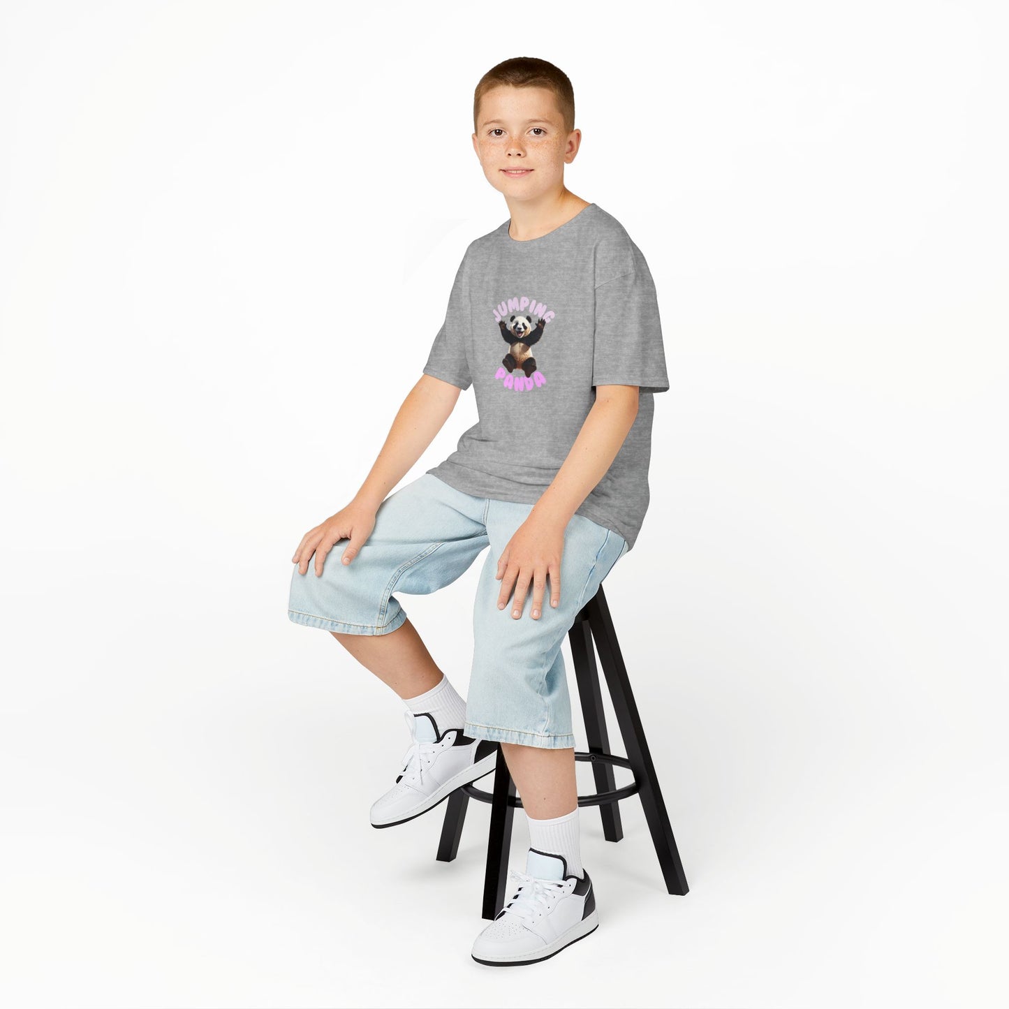 Jumping Panda Kids Heavy Cotton Tee, Cute Kids Shirt, Fun Animal Tee, Gifts for Kids, Birthday Outfit