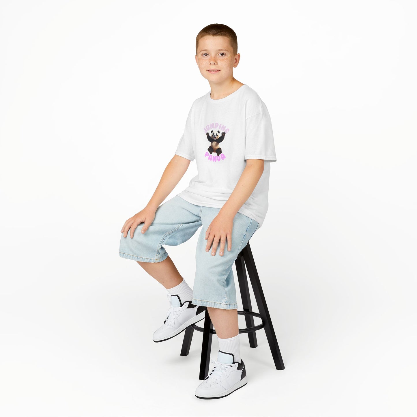 Jumping Panda Kids Heavy Cotton Tee, Cute Kids Shirt, Fun Animal Tee, Gifts for Kids, Birthday Outfit