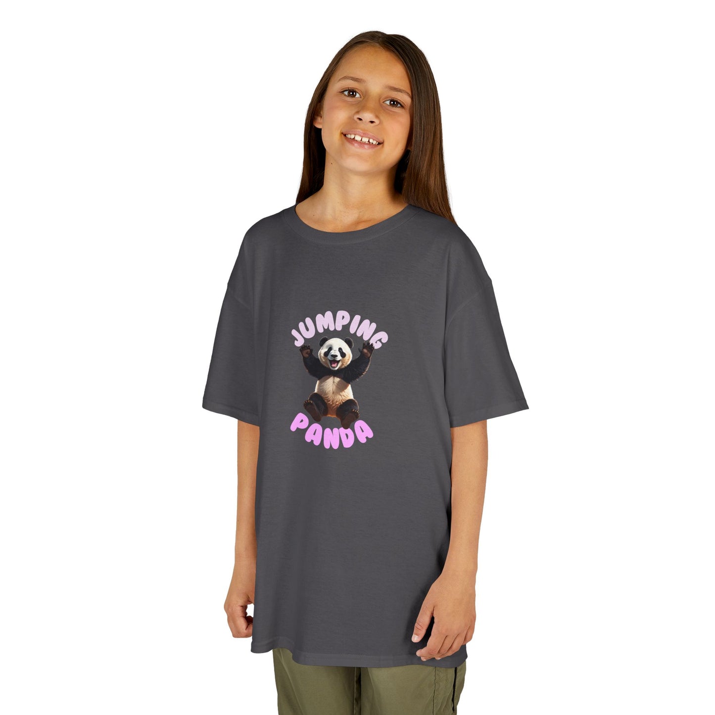 Jumping Panda Kids Heavy Cotton Tee, Cute Kids Shirt, Fun Animal Tee, Gifts for Kids, Birthday Outfit