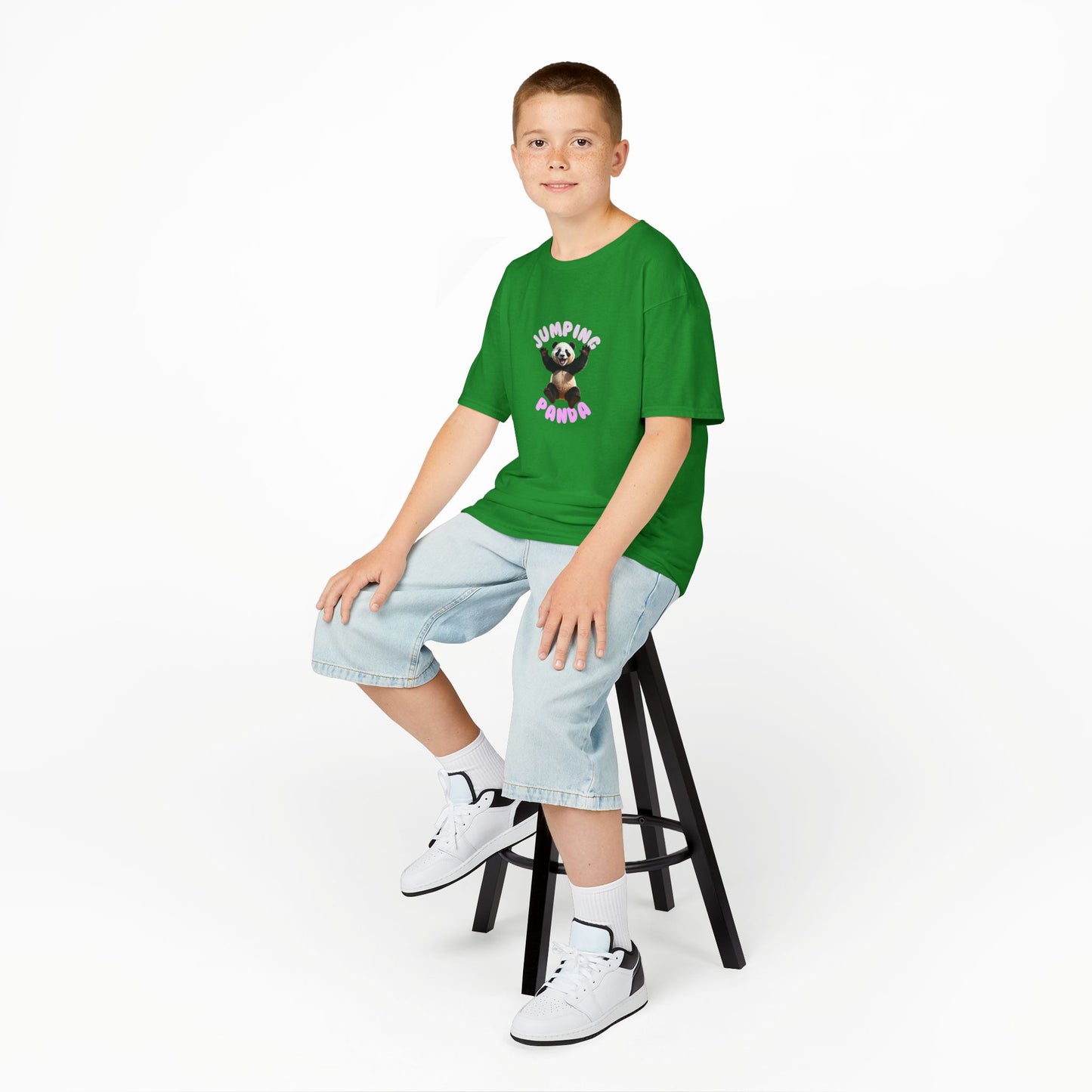 Jumping Panda Kids Heavy Cotton Tee, Cute Kids Shirt, Fun Animal Tee, Gifts for Kids, Birthday Outfit