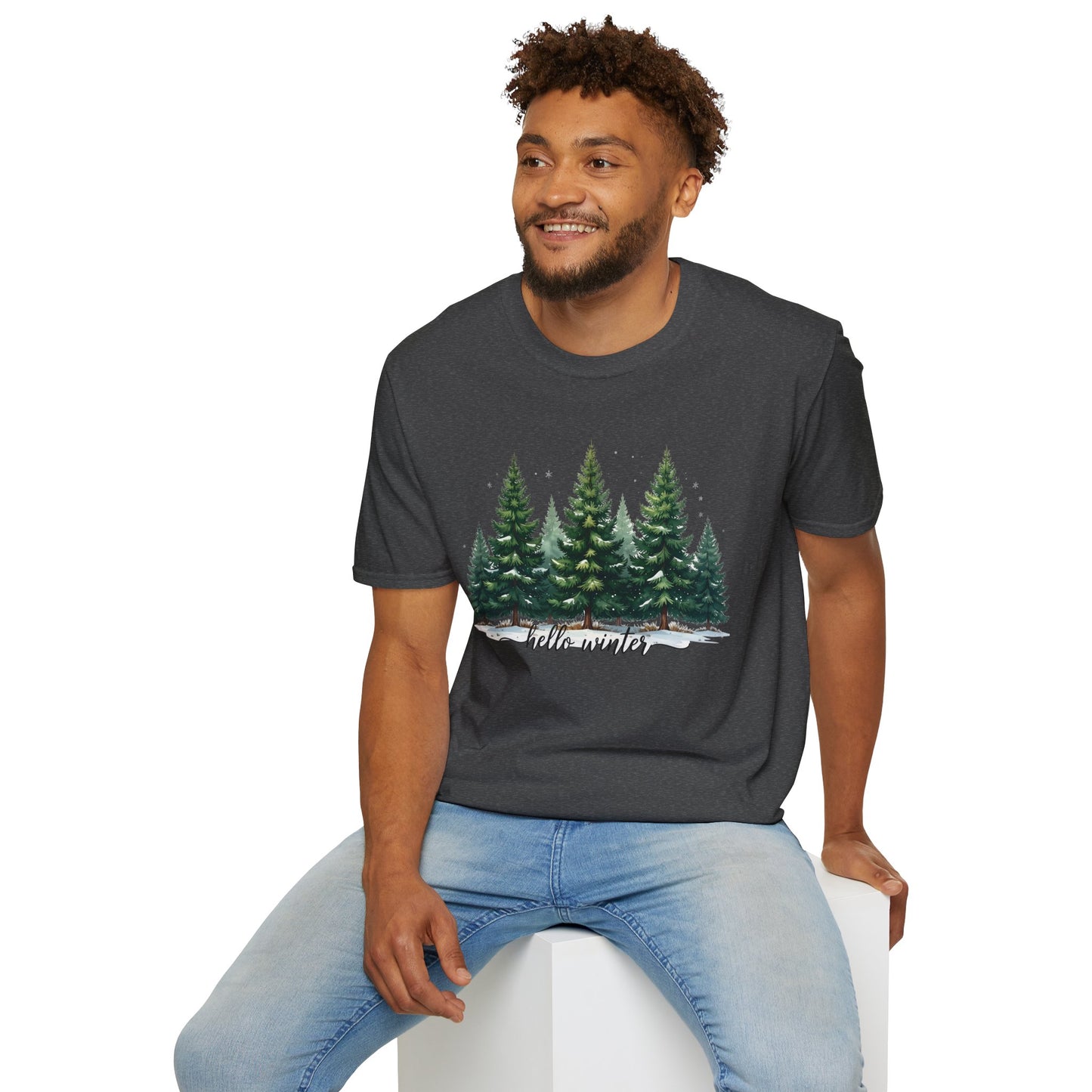 Winter Tree T-Shirt, Cozy Holiday Apparel, Cute Gift for Nature Lovers, Unisex Graphic Tee, Festive Winter Shirt