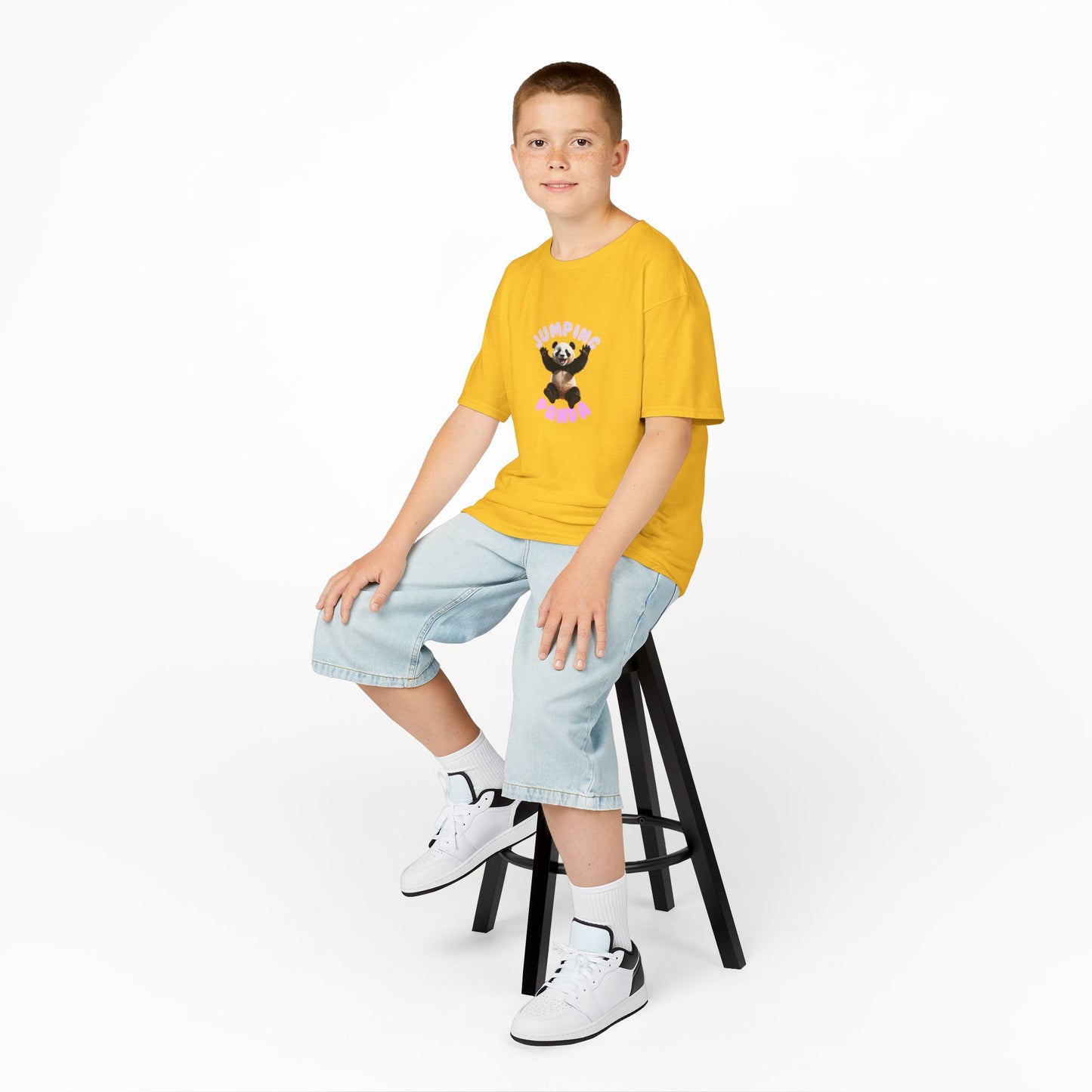 Jumping Panda Kids Heavy Cotton Tee, Cute Kids Shirt, Fun Animal Tee, Gifts for Kids, Birthday Outfit