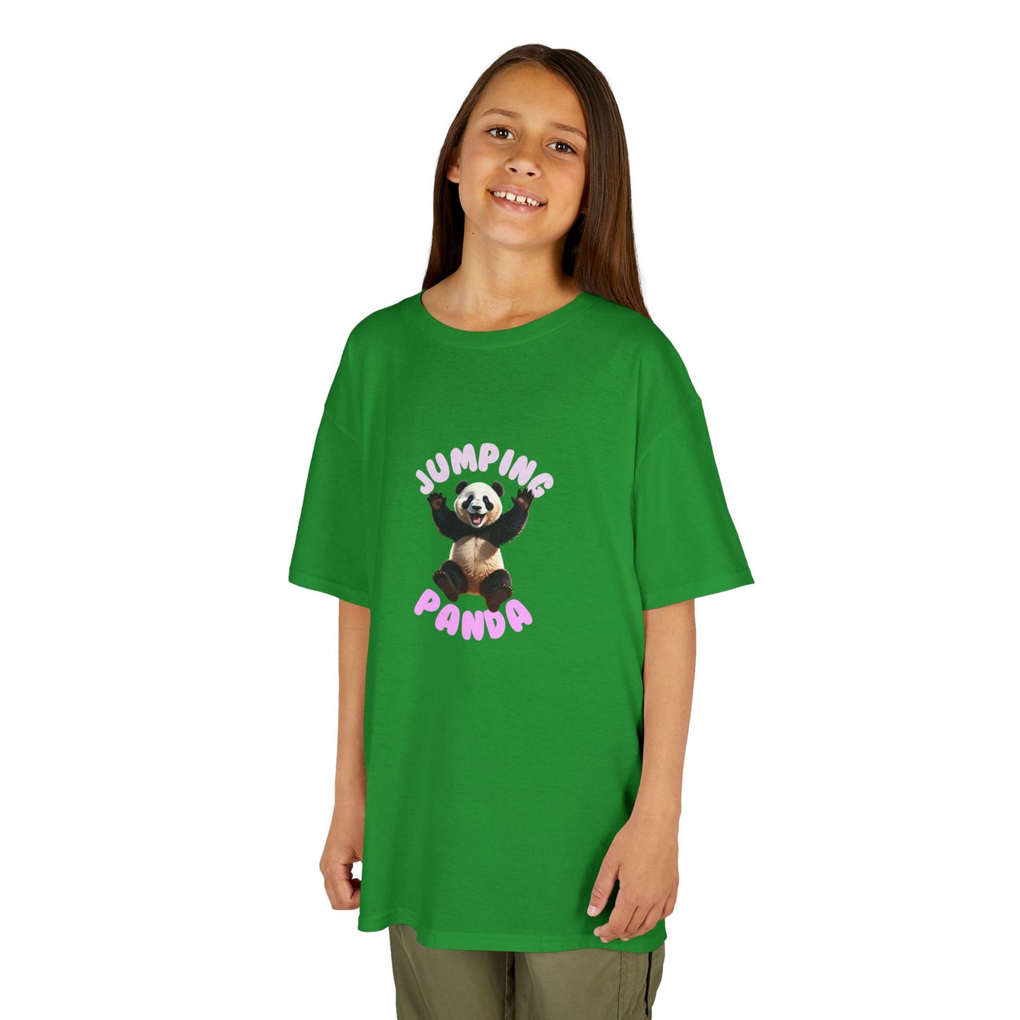 Jumping Panda Kids Heavy Cotton Tee, Cute Kids Shirt, Fun Animal Tee, Gifts for Kids, Birthday Outfit
