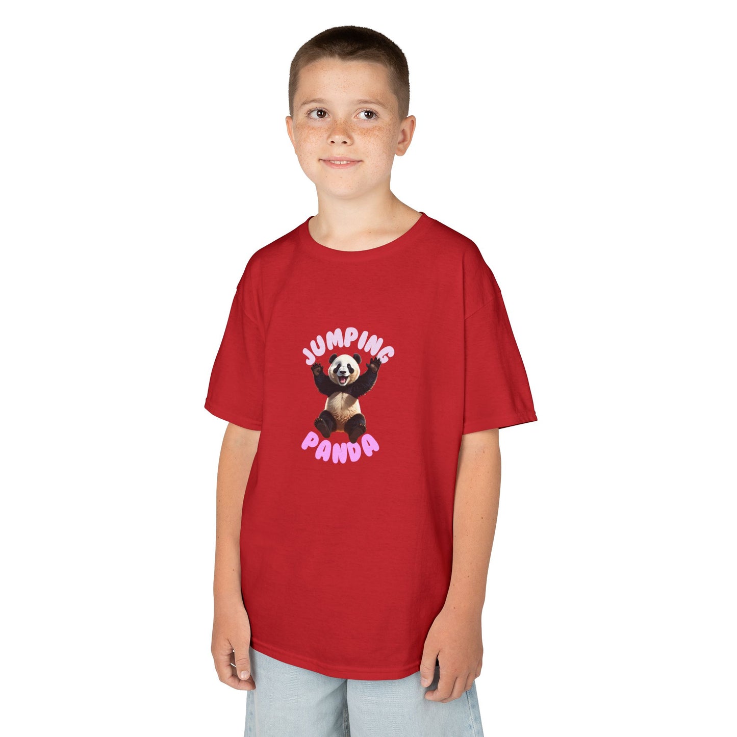 Jumping Panda Kids Heavy Cotton Tee, Cute Kids Shirt, Fun Animal Tee, Gifts for Kids, Birthday Outfit