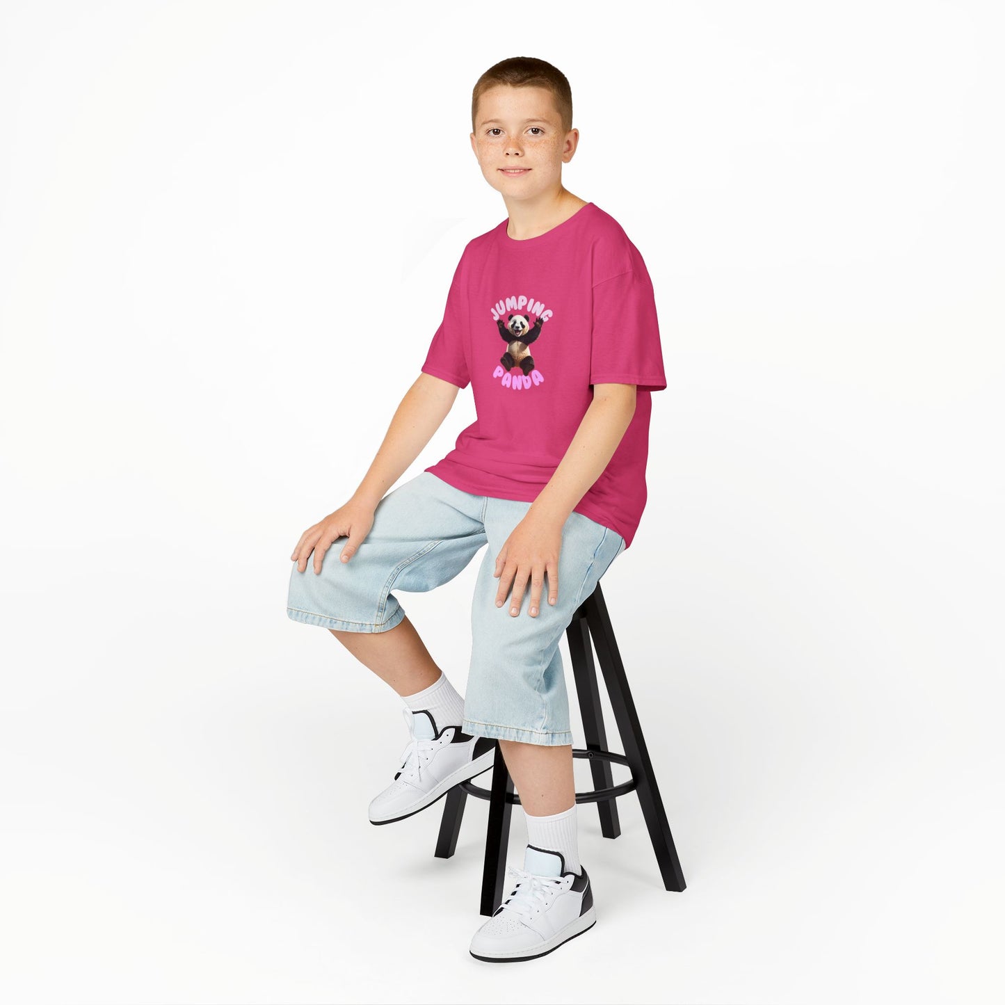 Jumping Panda Kids Heavy Cotton Tee, Cute Kids Shirt, Fun Animal Tee, Gifts for Kids, Birthday Outfit