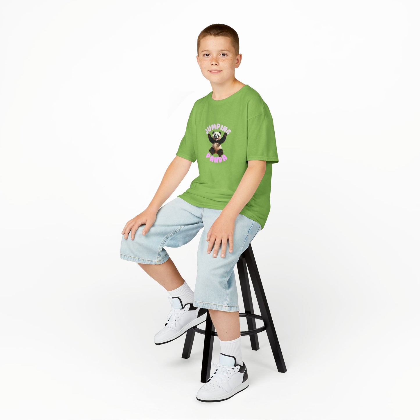 Jumping Panda Kids Heavy Cotton Tee, Cute Kids Shirt, Fun Animal Tee, Gifts for Kids, Birthday Outfit