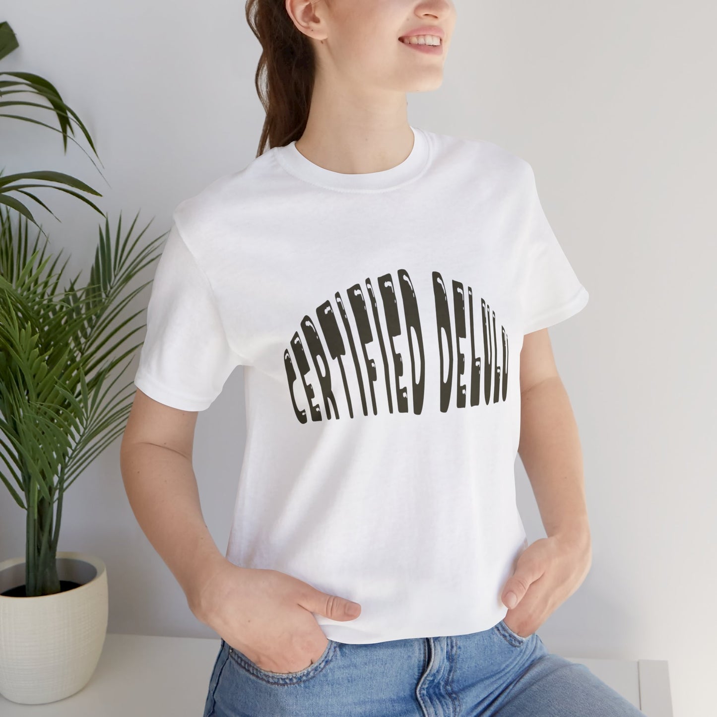 Certified Delulu Tee - Unisex Short Sleeve, Trendy Graphic Shirt for Everyday Wear, Perfect Gift for Friends, Summer Casual Wear