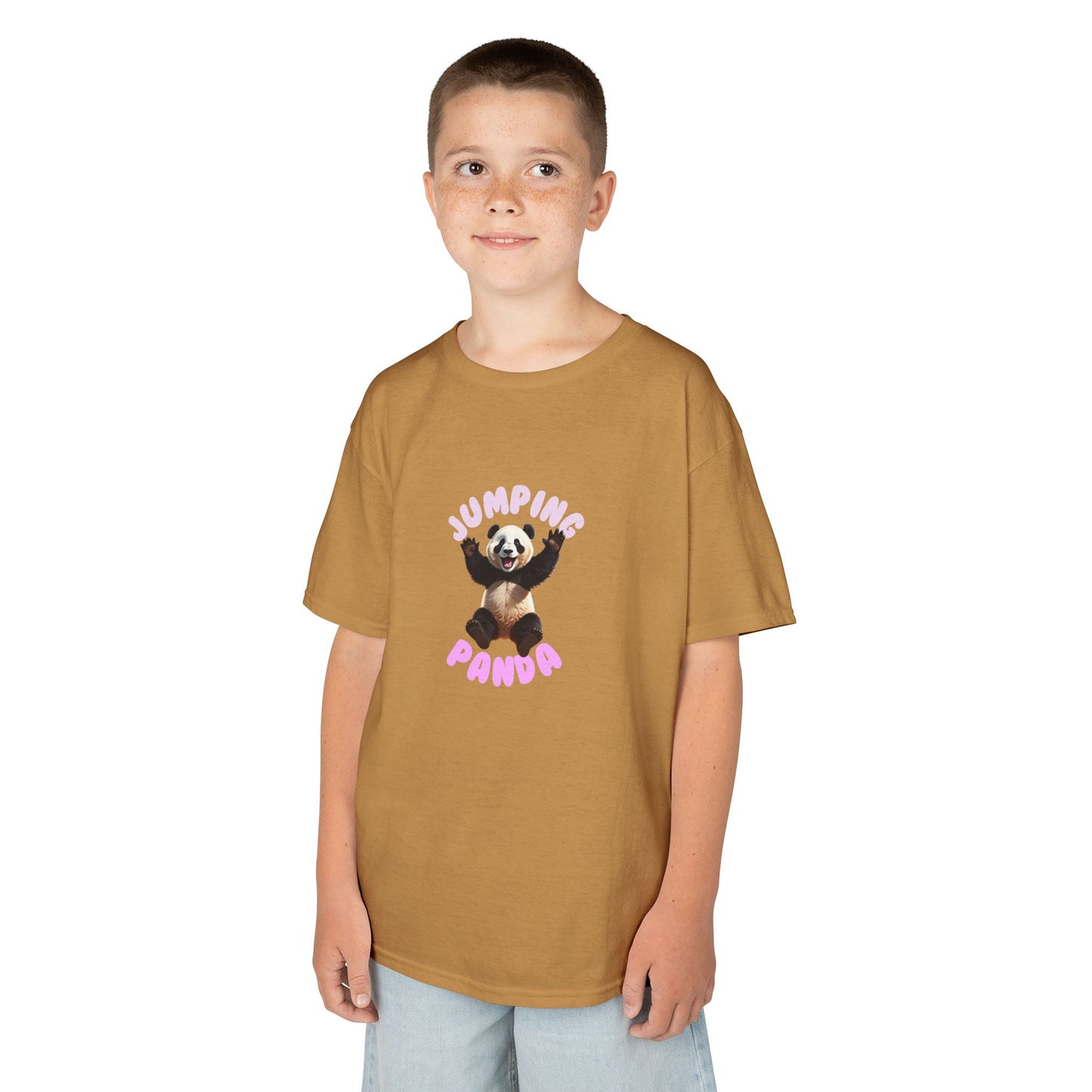 Jumping Panda Kids Heavy Cotton Tee, Cute Kids Shirt, Fun Animal Tee, Gifts for Kids, Birthday Outfit