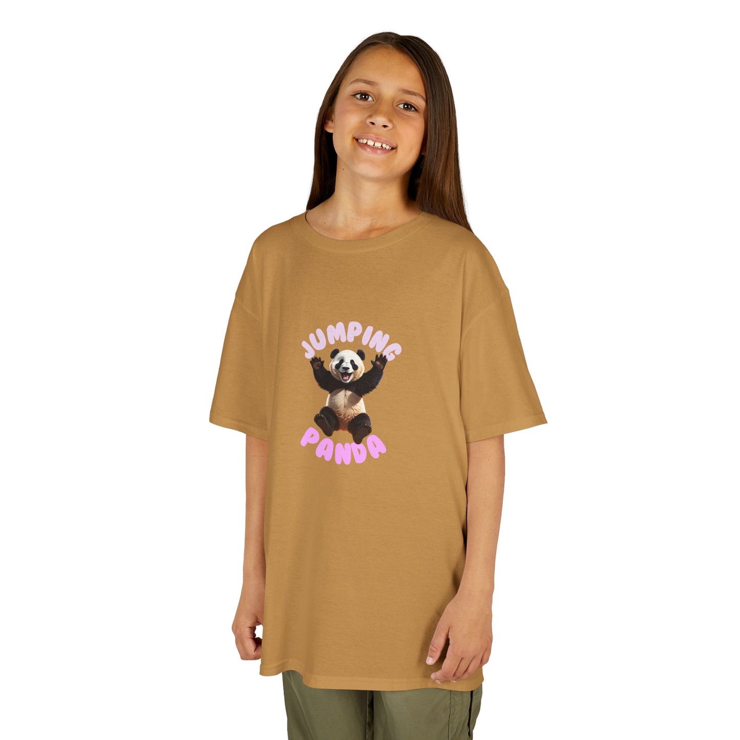 Jumping Panda Kids Heavy Cotton Tee, Cute Kids Shirt, Fun Animal Tee, Gifts for Kids, Birthday Outfit