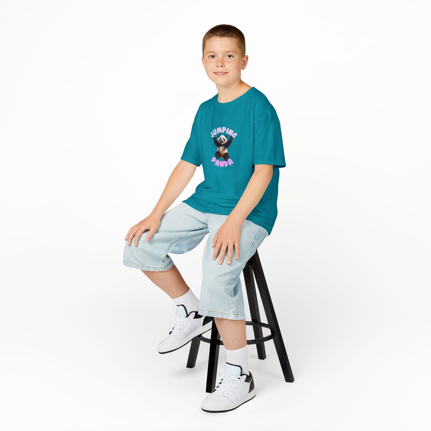 Jumping Panda Kids Heavy Cotton Tee, Cute Kids Shirt, Fun Animal Tee, Gifts for Kids, Birthday Outfit