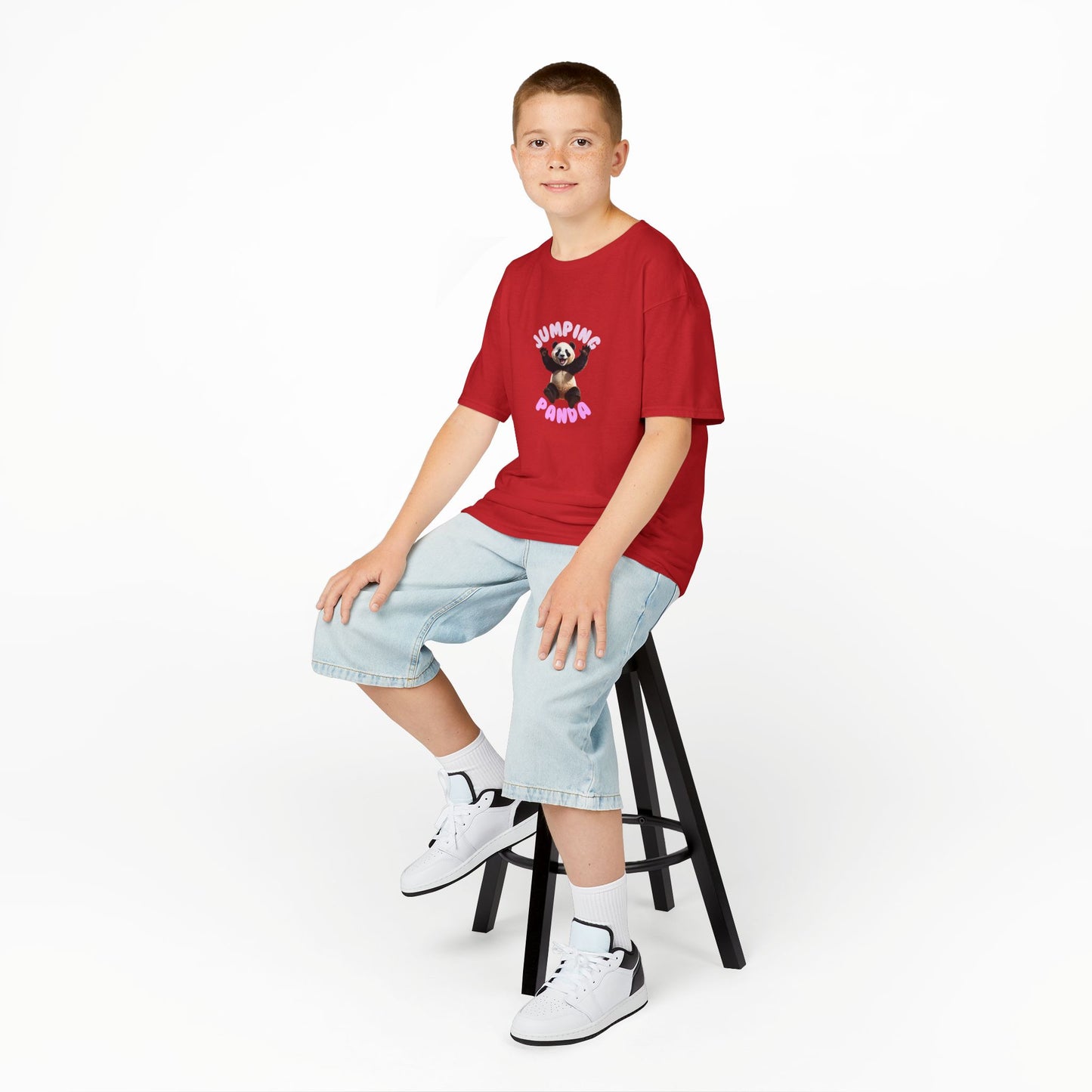 Jumping Panda Kids Heavy Cotton Tee, Cute Kids Shirt, Fun Animal Tee, Gifts for Kids, Birthday Outfit