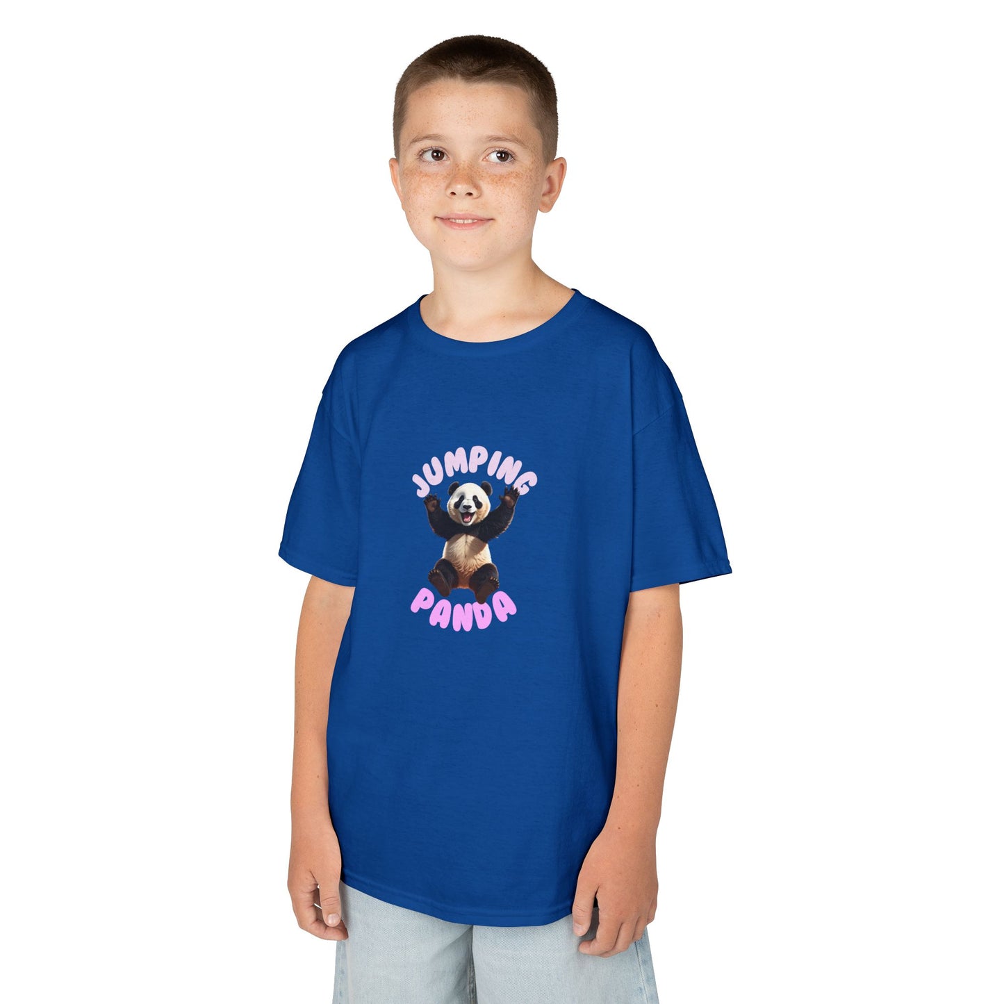 Jumping Panda Kids Heavy Cotton Tee, Cute Kids Shirt, Fun Animal Tee, Gifts for Kids, Birthday Outfit
