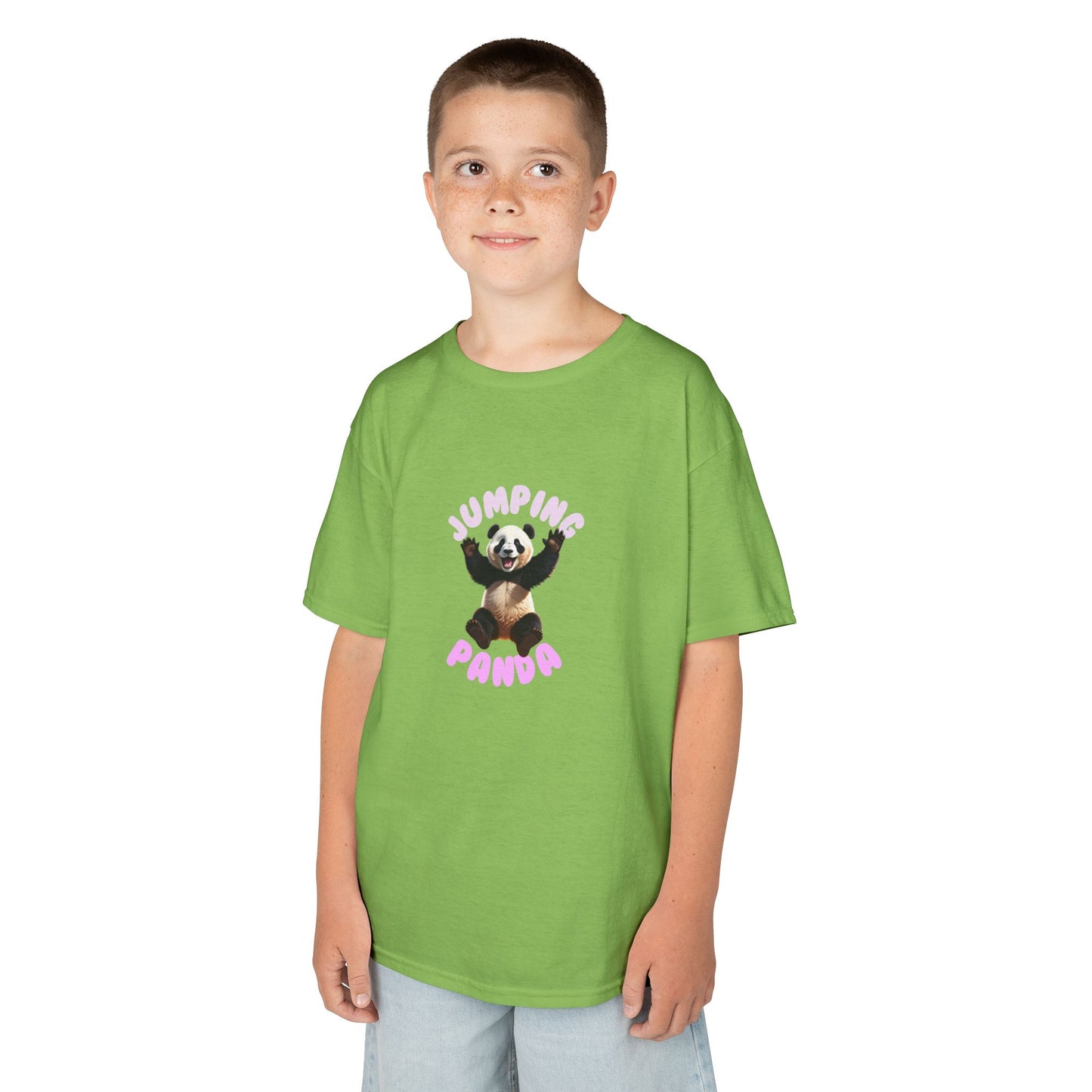 Jumping Panda Kids Heavy Cotton Tee, Cute Kids Shirt, Fun Animal Tee, Gifts for Kids, Birthday Outfit