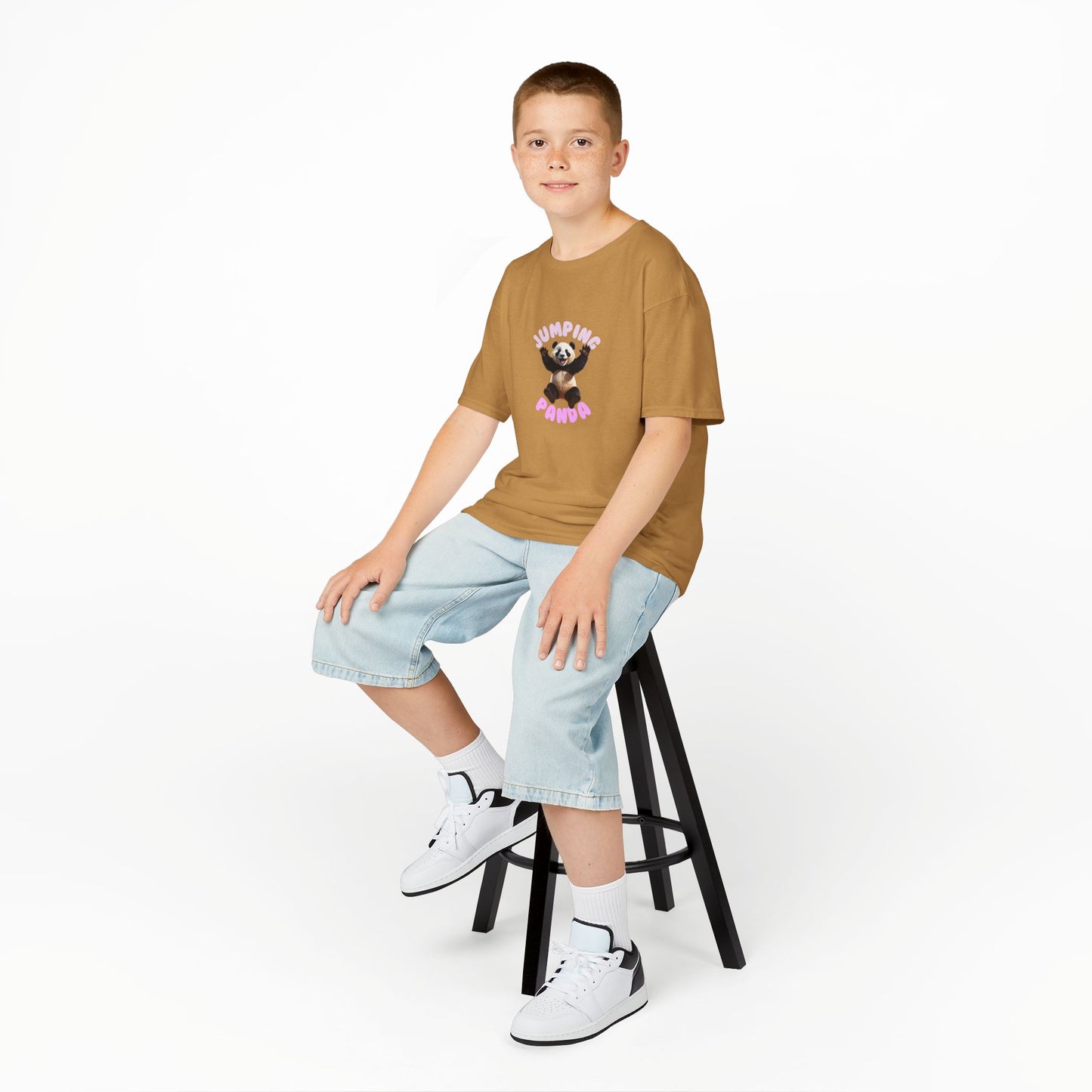 Jumping Panda Kids Heavy Cotton Tee, Cute Kids Shirt, Fun Animal Tee, Gifts for Kids, Birthday Outfit