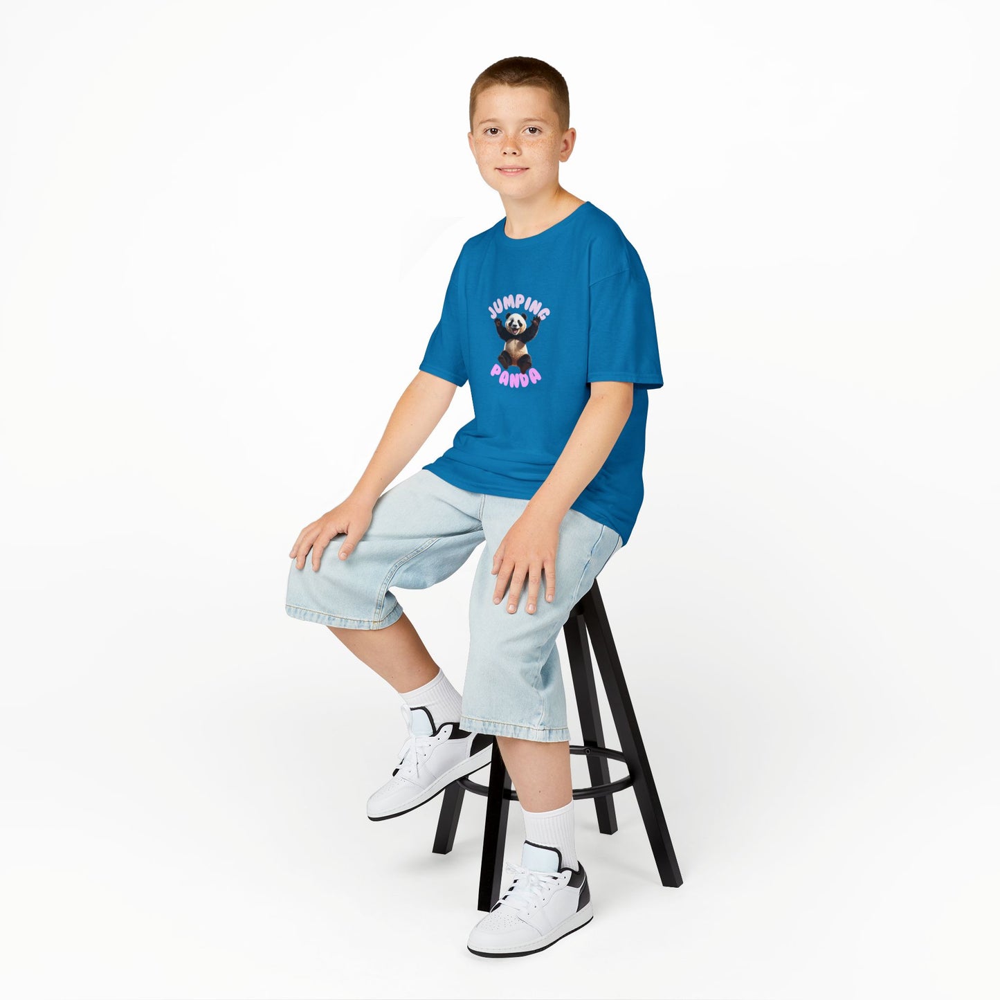 Jumping Panda Kids Heavy Cotton Tee, Cute Kids Shirt, Fun Animal Tee, Gifts for Kids, Birthday Outfit